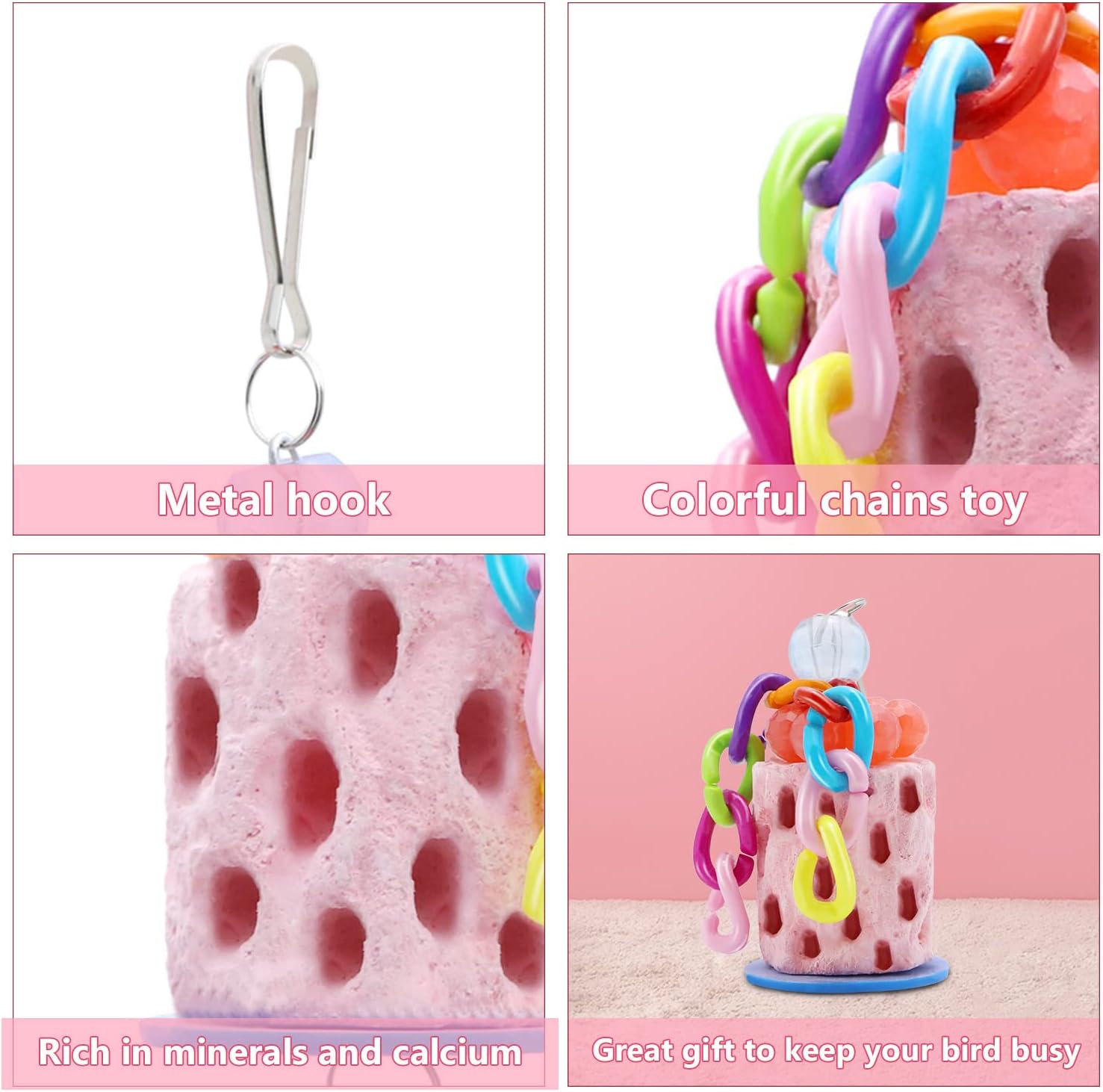 Wontee Bird Beak Grinding Parakeet Treats Bird Calcium Chewing Toy for Budgies Parakeet Cockatiel Conure Hamster (Random Color) (Small (1 pc)) - Image 4