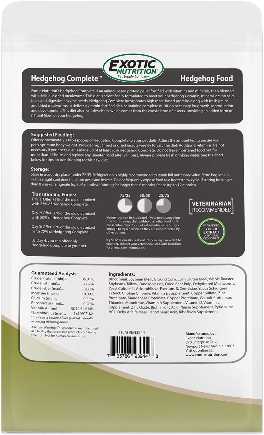 Exotic Nutrition Hedgehog Complete 5 lb - Nutritionally Complete Natural Healthy High Protein Pellets & Dried Mealworms - Food for Pet Hedgehogs - Image 5