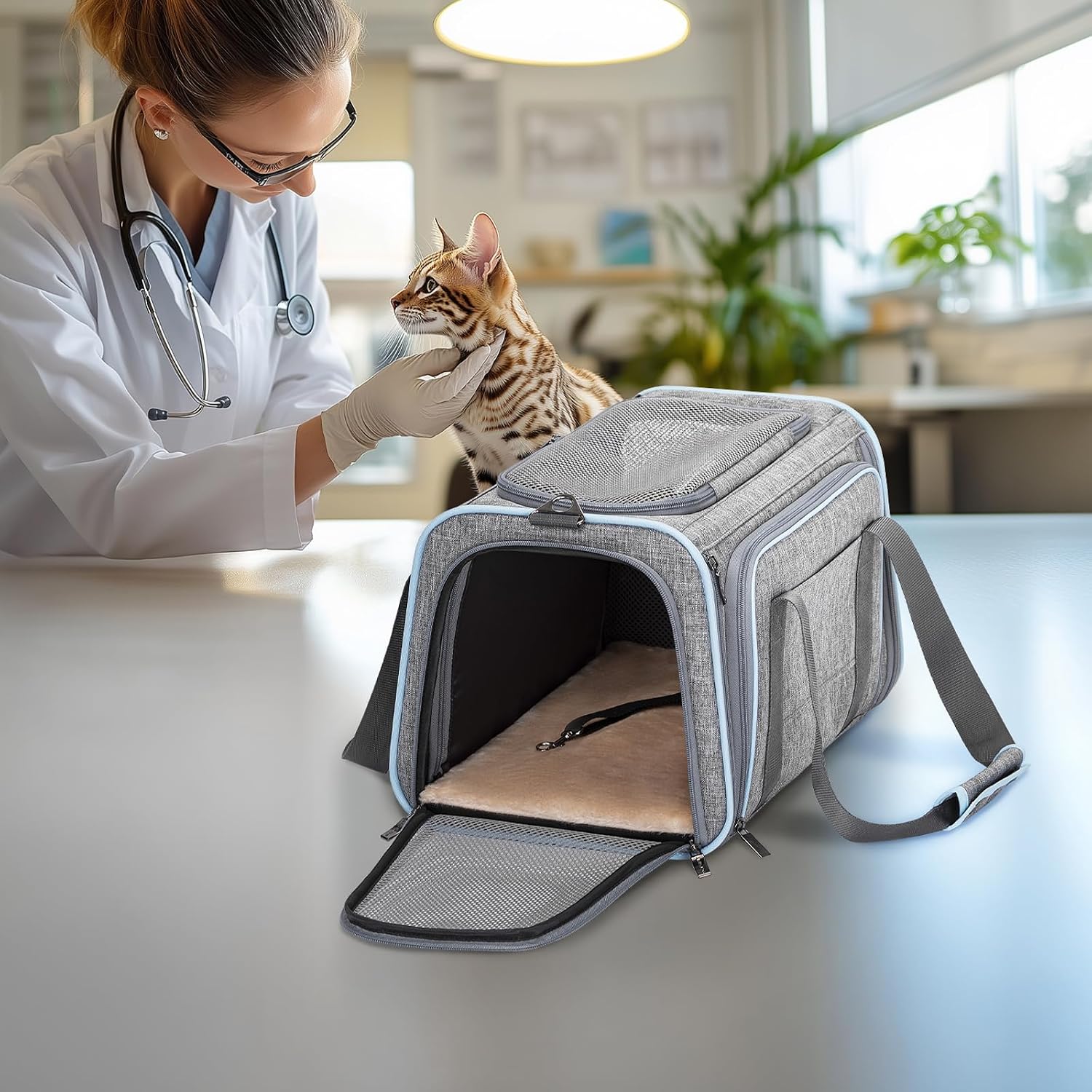 Petsfit Expandable Small Cat Carriers Dog Carrier, Airline Approved Soft-Sided Portable Washable Pet Travel Carrier with Two Extension Up to 9LB - Image 9