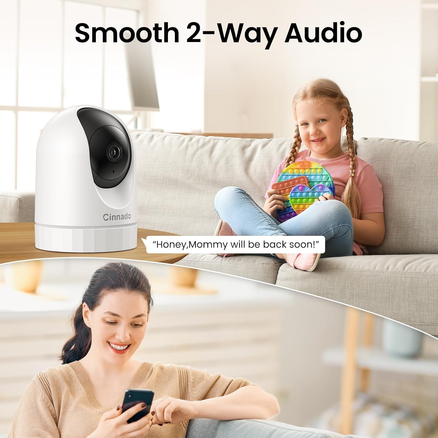 Cinnado Security Camera Indoor-2K 360° WiFi Cameras for Home Security,Pet/Dog/Baby Camera with Phone app, 2-Way Audio, Night Vision, 24/7 SD Card Storage, Works with Alexa & Google Home (2.4Ghz)-D1 - Image 7
