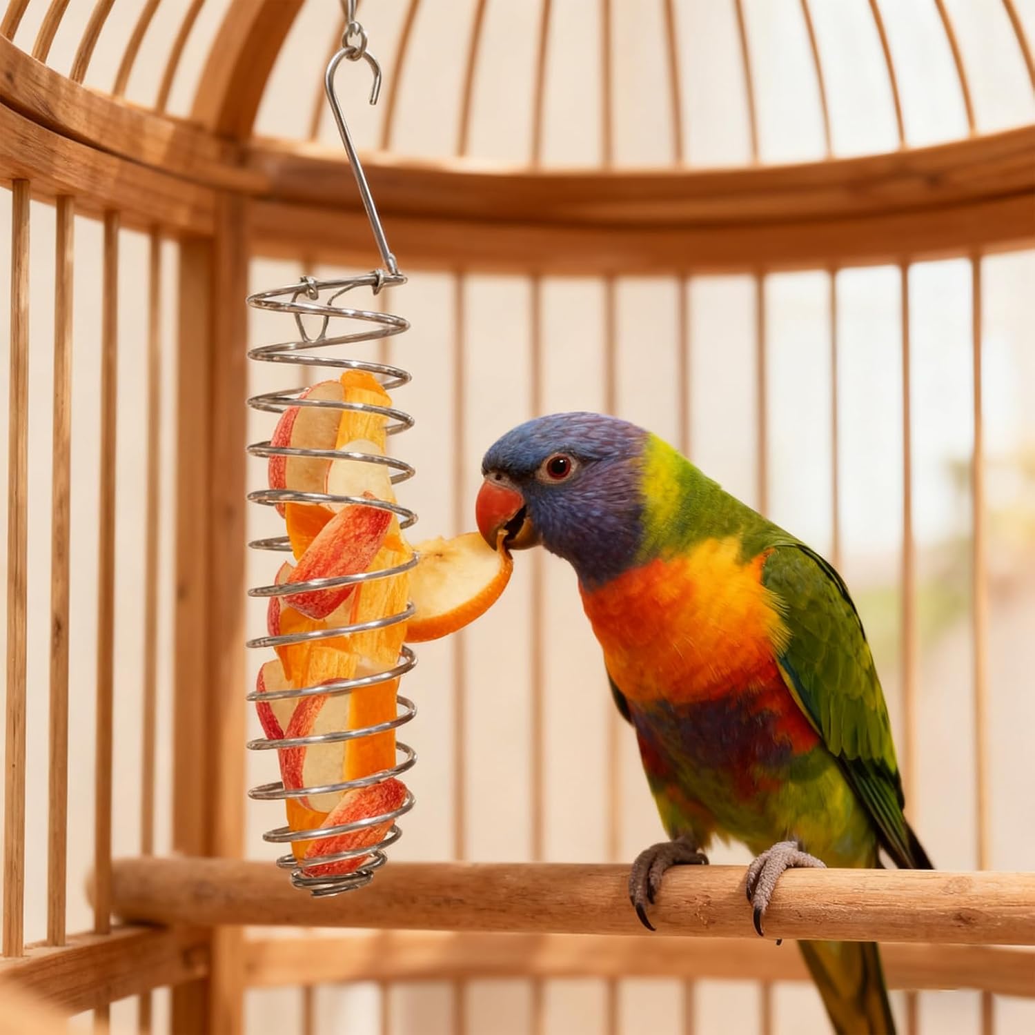 Bird Foraging Toy, Steel Holder for Bird Cage Accessories Hanging Fruit Vegetable Feeder for Parrot Cage Parakeet - Image 4