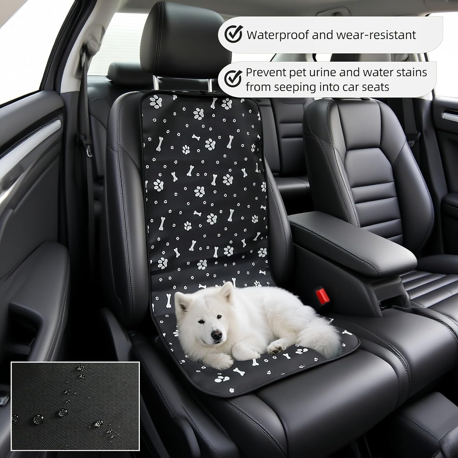 Waterproof Pet Car Seat Cover for Dogs&Cats,Non-Slip Oxford Fabric Hammock,Easy Clean Travel Mat for Front & Back Seat, Adjustable Buckle Design,19.29x17.3 Inch,Heavy Duty Dog Car Seat Protector - Image 4