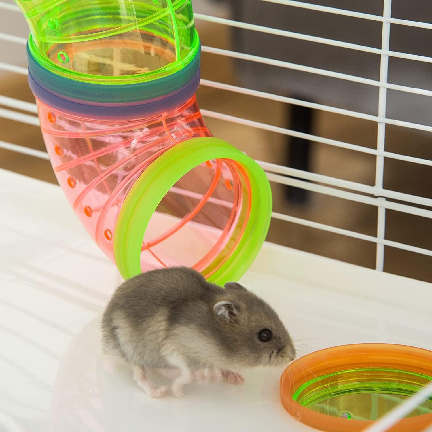 Large 5-Floors Blue Hamster Mansion Habitat Home House Cage Paw Safe Solid Platform with Hide House Running Excerise Wheel Food Bowl Water Bottle Deep Base - Image 6