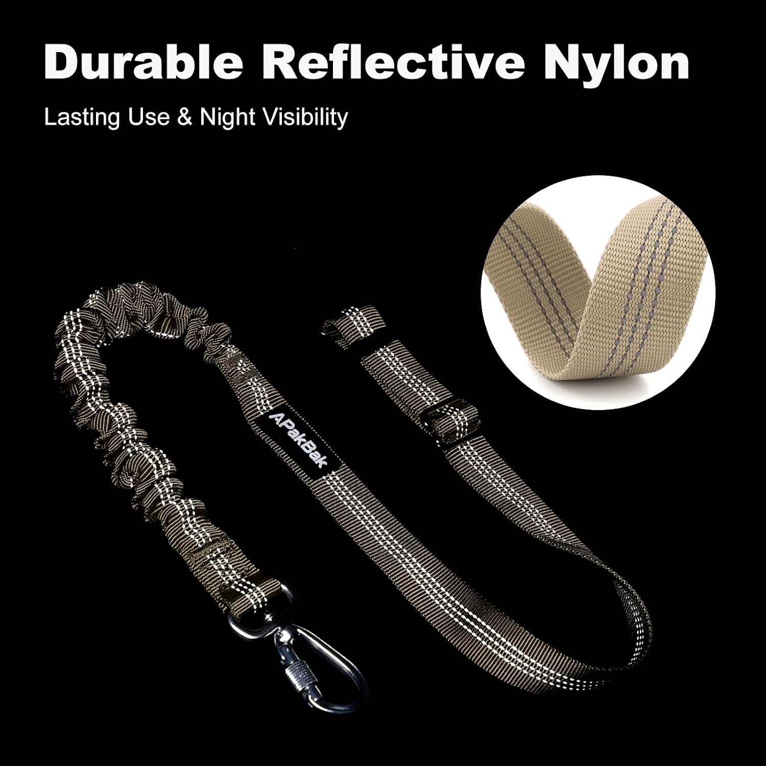 Dog Seat Belt for Car, Adjustable Dog Car Harness Seatbelt for Small Medium Large Dogs, Heavy Duty Travel Safety Restraint with Locking Aluminum Hook & Reflective Nylon Strap, Beige - Image 5