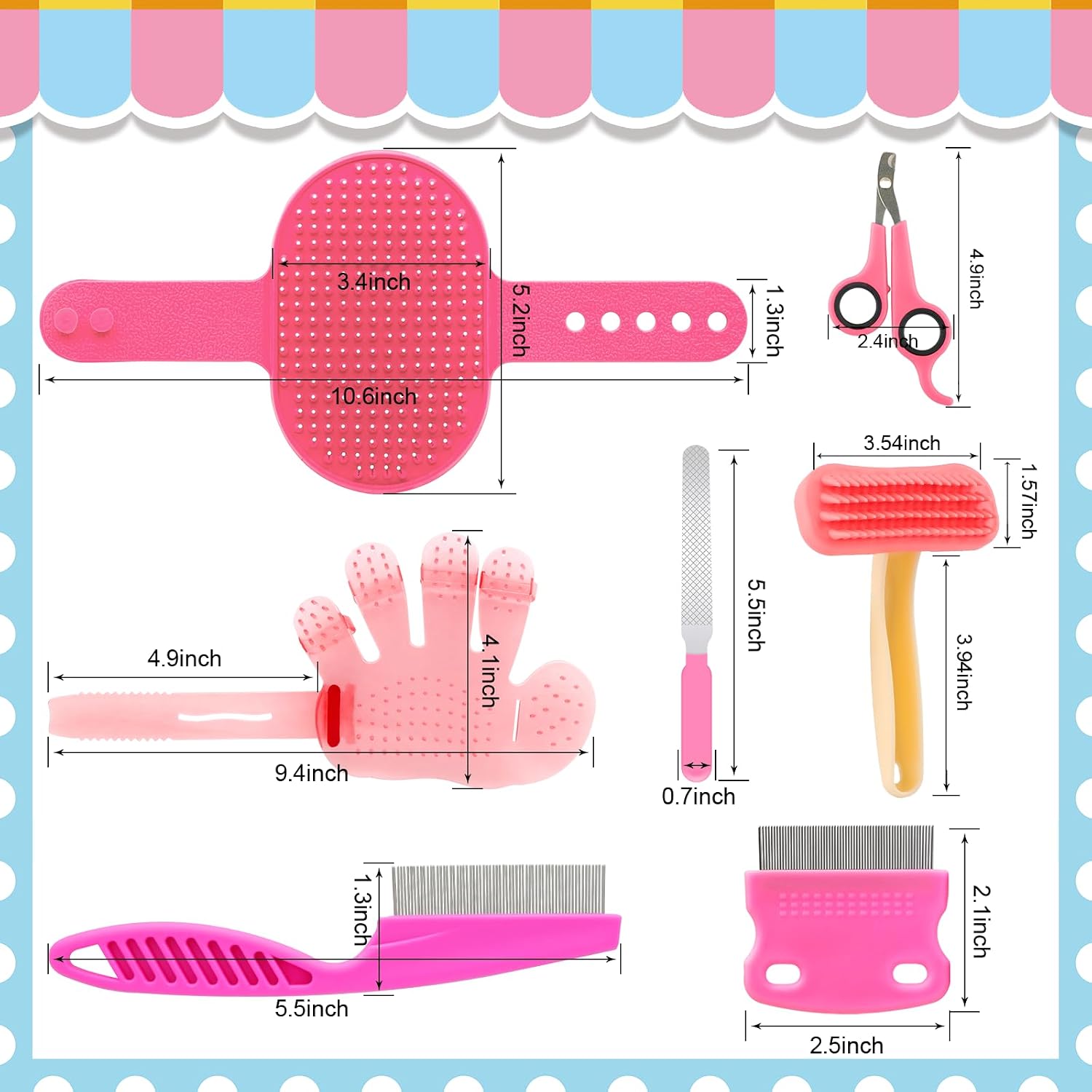 Rabbit Grooming Kit, Rabbit Brush for Shedding with Bunny Nail Clipper, Rabbit Nail Trimmers with Pet Combs for Hamster Guinea Pig Ferret by KALAMANDA(Pink) - Image 2