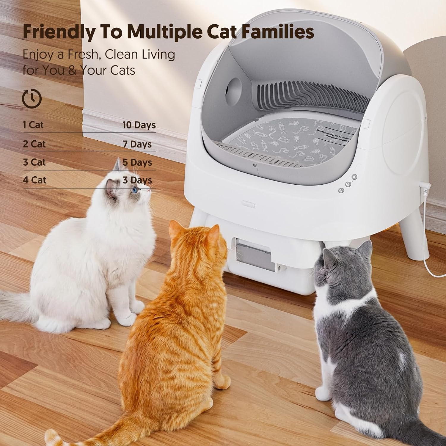 Self Cleaning Cat Litter Box, Automatic Litter Box for Multiple Cats, Integrated Safety Protection with Open-Top Design - Image 6