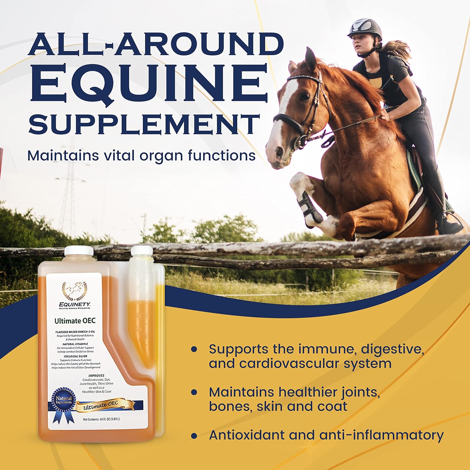 Ultimate OEC Horse Supplement – Omega 3 Horse Oil, Vitamin E for Horses & Flaxseed Oil for Horses, Equine Omega Complete Blend for Coat Defense – Hoof Health, Joint Support & Performance Recovery - Image 3