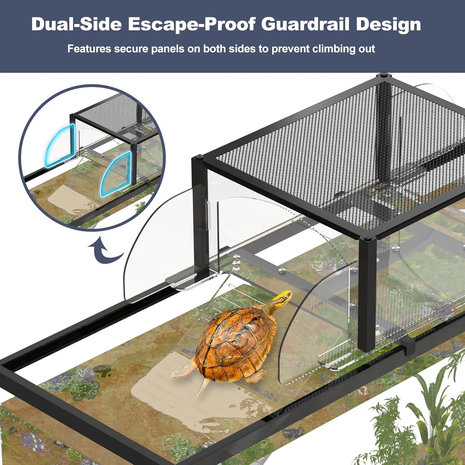 Upgraded Dual Ramp Turtle Basking Platform, Extra Large Fits 125 Gallon 150 Gallon 180 Gallon Aquarium Tank, Aquatic Turtles Topper Dock, Turtle Tank Accessories, Non-Slip Ramp & Escape-Proof - Image 5
