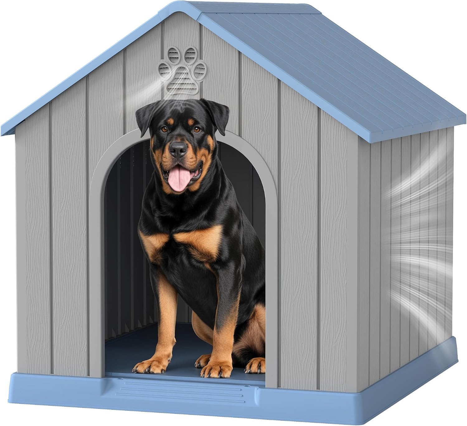 Bifanuo Large Dog House for Outdoor & Indoor, Waterproof Puppy Shelter with Air Vents & Elevated Floor, Easy Assemble Sturdy Dog Kennel for Large Dogs (Blue, 36.2''L×38''W×38''H) - Image 2