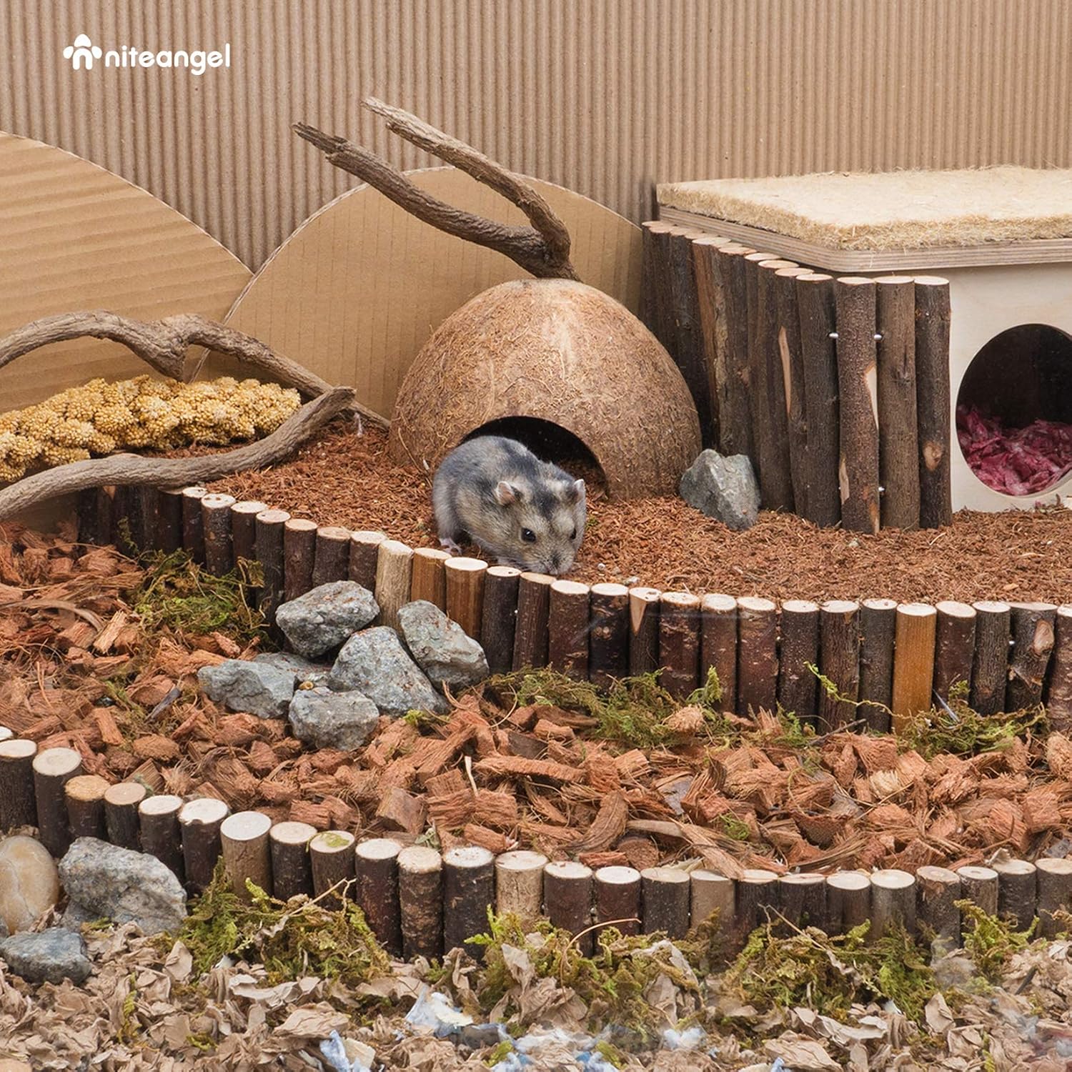Niteangel Natural Coco/Cork Hamster Bedding Pet Litter for Dwarf Syrian Hamsters, Gerbils, mices, Degus or Other Small Animal - Image 4