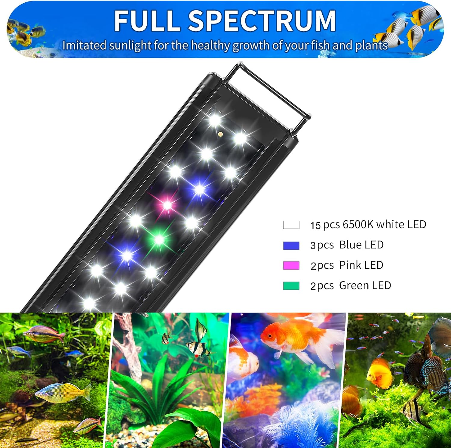 AQUANEAT LED Aquarium Light for 12 Inch Fish Tank, Auto On Off with Timer, Full Spectrum, Adjustable Brightness, Daylight Moonlight Mode, for Fresh Water Low-to-Mid Light Plants - Image 7