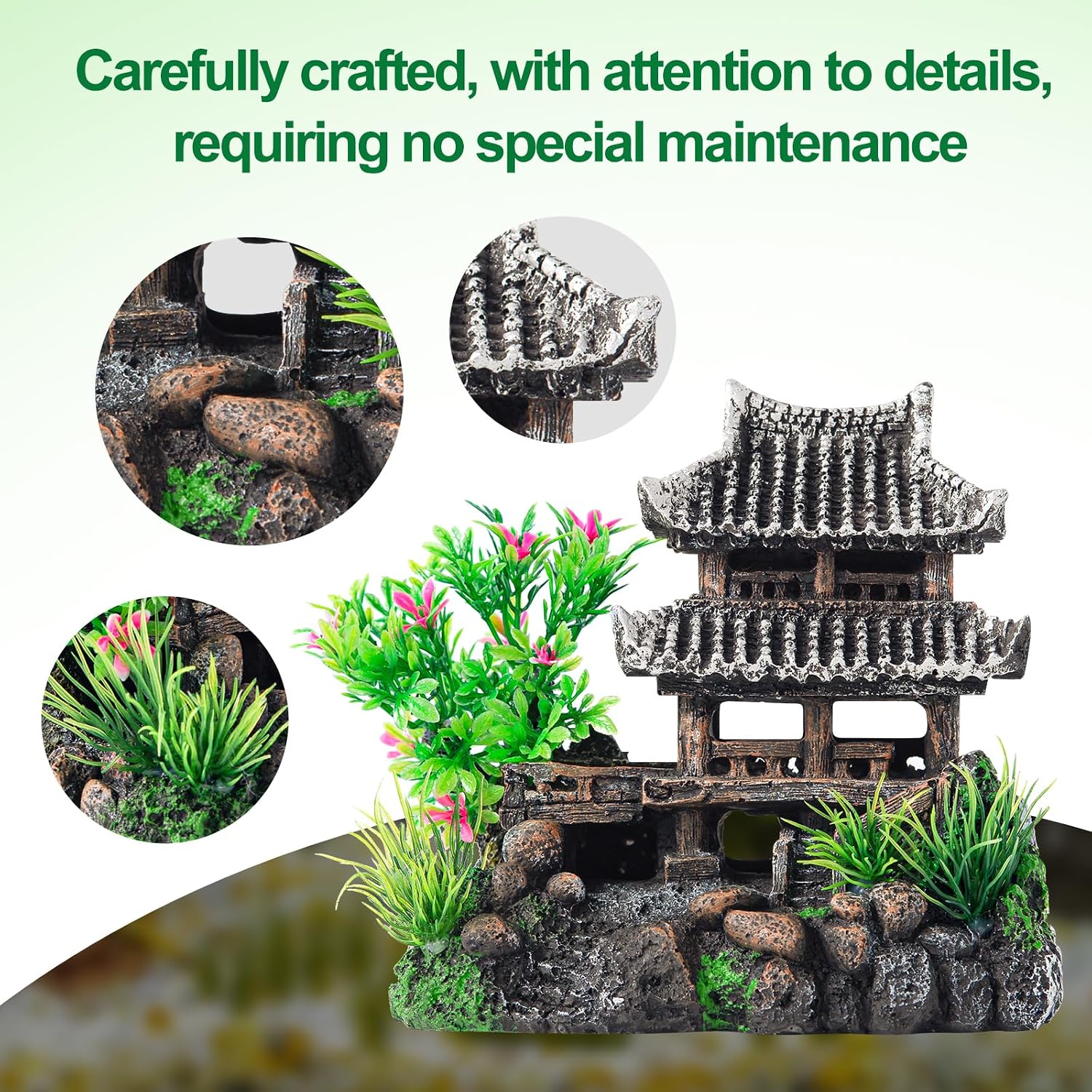 CousDUoBe 9Pcs Resin Castle Decorations Set,Realistic Fish Tank Castle with Eco-Friendly Design,Fish Tank Decorations Aquarium Accessories - Image 6