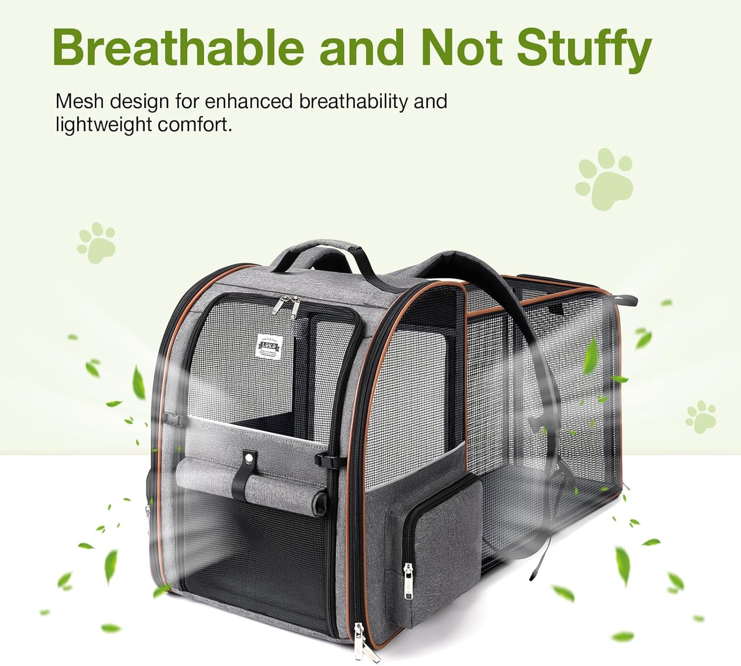 Cat Carrier Backpack, Expandable Pet Carrier with Sun Shade & Full Front Opening, Breathable Mesh Backpack for Small Dogs & Medium Cats Up to 18 Lbs, Foldable for Hiking, Camping (Grey) - Image 3
