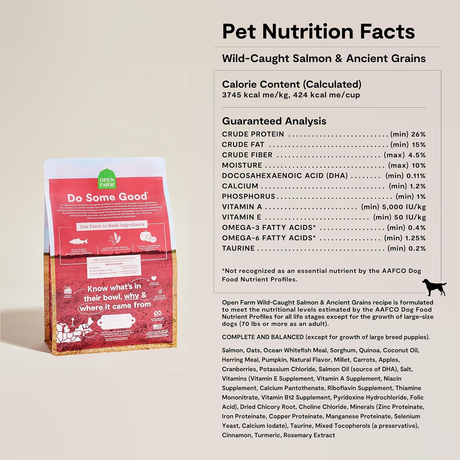 Open Farm, Ancient Grains Dry Dog Food, Protein-Rich & Nutrient Dense, 90% Animal Protein Mixed with Non-GMO Fruits, Veggies and Superfoods, Wild Caught Salmon Recipe, 22lb Bag - Image 6