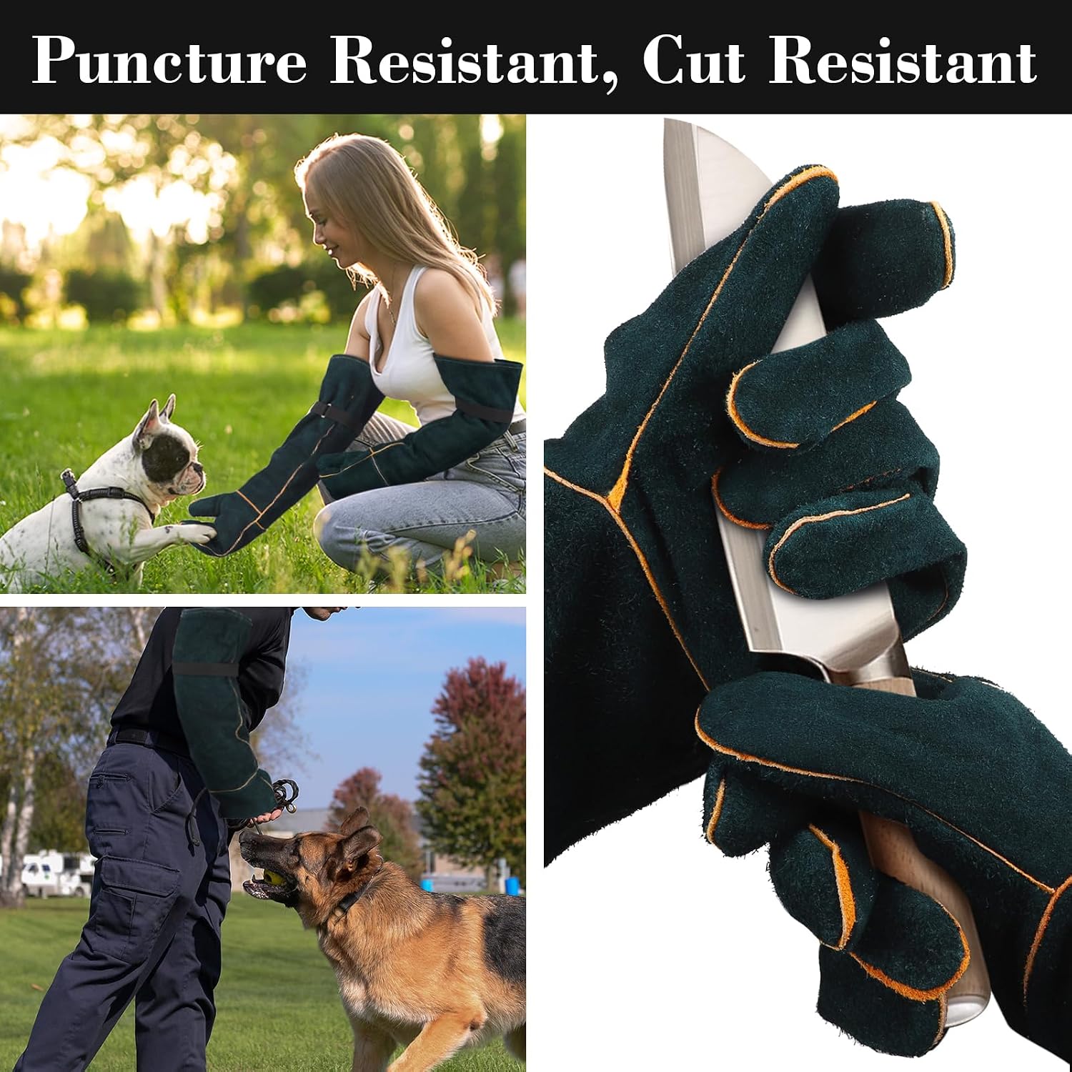 Animal Handling Gloves - 23.6 inch Bite Proof Gloves, Anti Scratch Cowhide Leather for Cat Grooming, Snake Animal Handling - Image 5