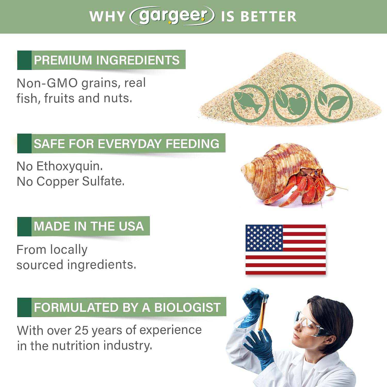 Gargeer 2oz Hermit Crab Seaweed Bounty Complete Diet. Easily Digested, Non-GMO Premium Ingredients Only. Strengthen Your Crab’s Exoskeleton, and Support All Nutritional and Immune System Needs - Image 4