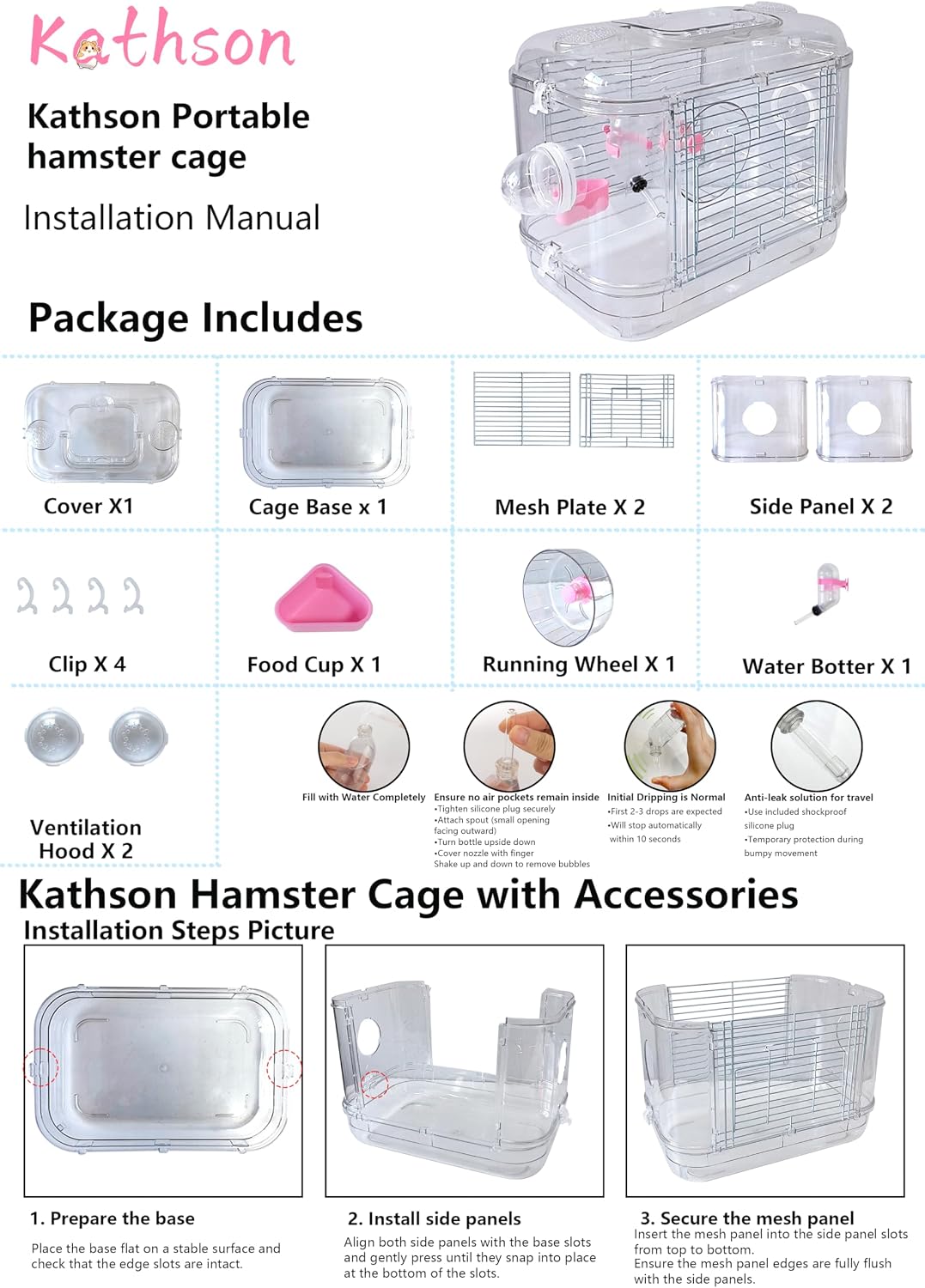 Kathson Small Animal Carry Cage for Hamsters, Gerbils, Mice - Transparent, Portable, Convenient - Image 7