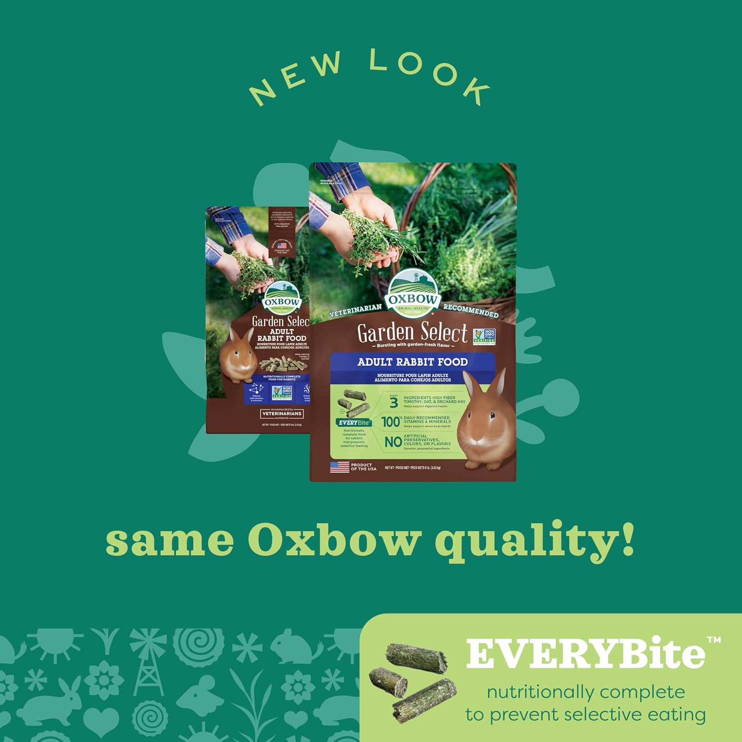 Oxbow Garden Select Rabbit Food, Adult, Made with Oxbow Timothy Hay for Rabbit, Bunny Food Pellets, Non-GMO, No Soy or Wheat, Small Animal Pet Products, Made in USA, High Fiber, 8 lb. Bag - Image 10