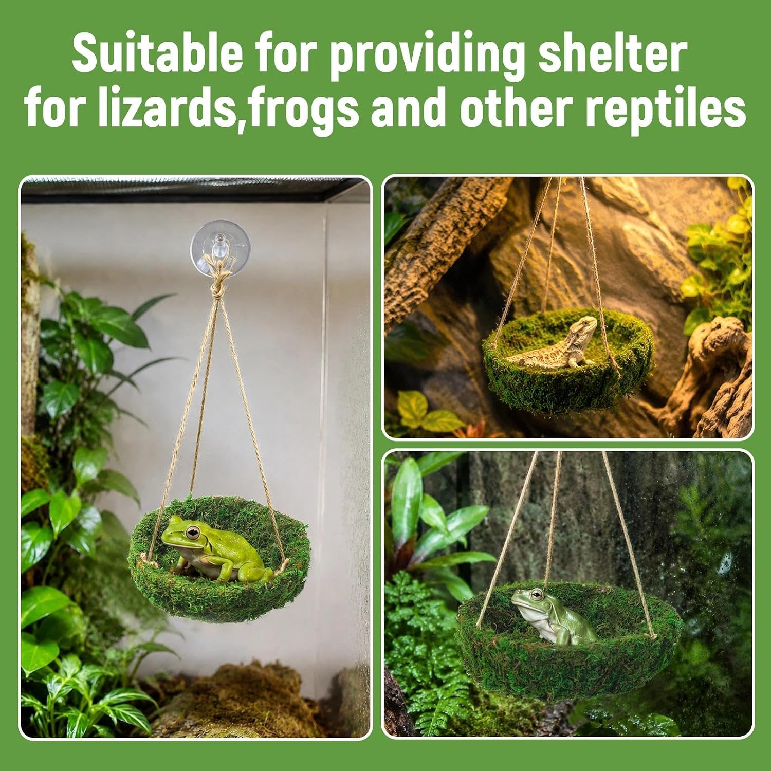 Frog Reptiles Cave Hide, Green Lizard Hideout with Safe Shelter, Handmade Snake Cave Hideout Hut for Themed Terrarium Ideal for Gecko Hamster Snake Rest & Hide - Image 6