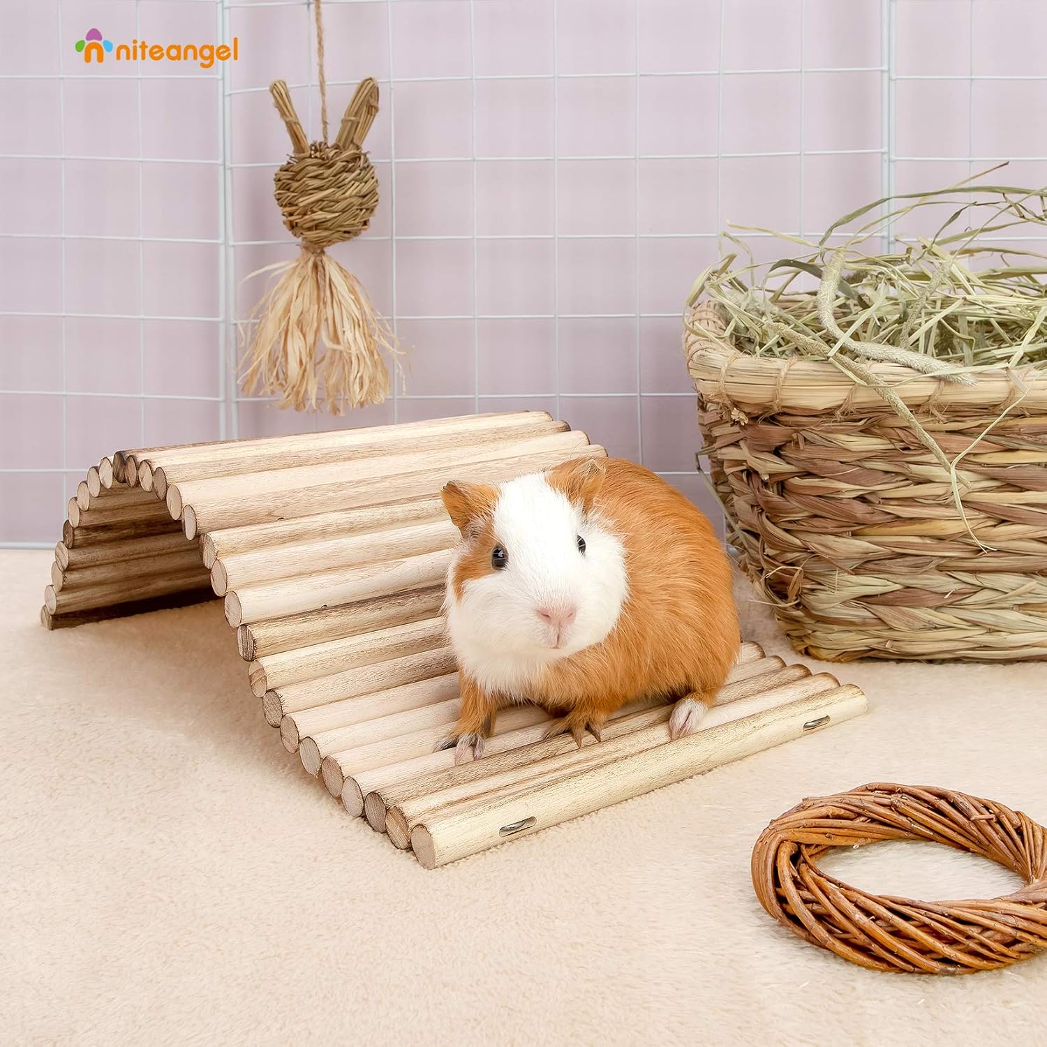 Niteangel Small Animal Climbing Toys - Suspension Bridge Ladder for Hamsters Gerbils Mice Rats Guinea Pigs or Other Small Pets (15.7'' x 7.8'') - Image 4