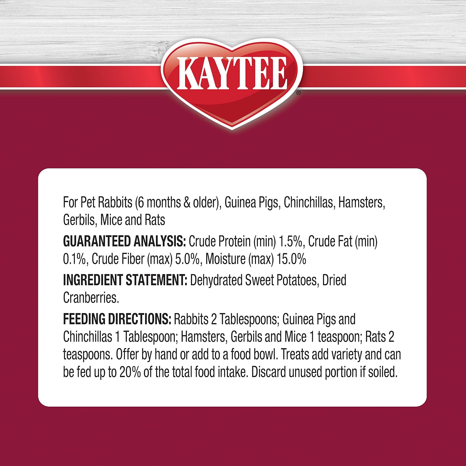 Kaytee Natural Snack with Superfoods For Pet Guinea Pigs, Rabbits, Hamsters, and Other Small Animals, Sweet Potato & Cranberry, 3 Ounces - Image 5