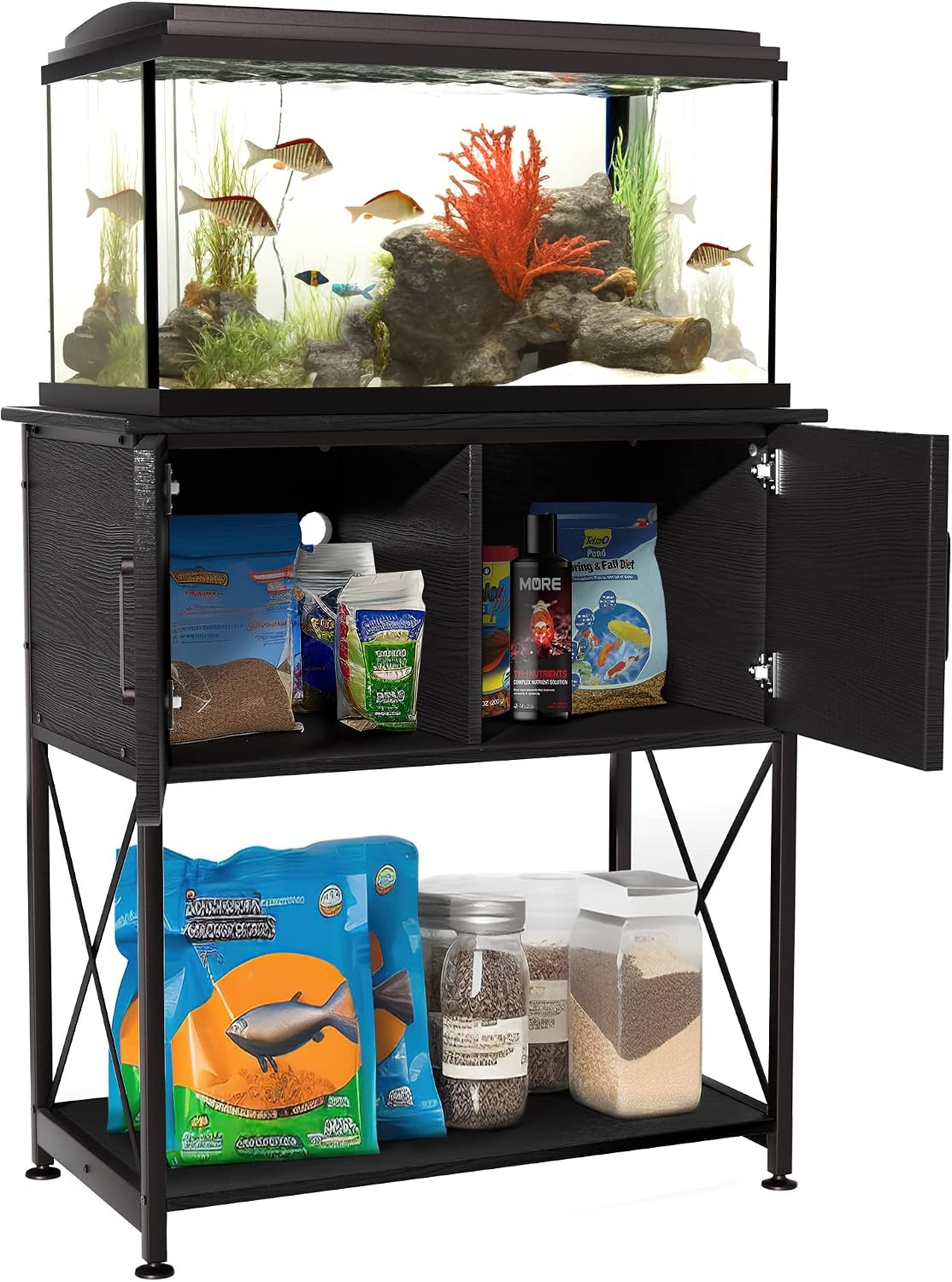 Herture 20-29 Gallon Aquarium Stand Metal Frame Fish Tank Stand with Cabinet Storage, for 20 Gallon Long Aquarium,30.7" L*16.5" W Tabletop,330LBS Capacity Black PG01YGB - Image 6