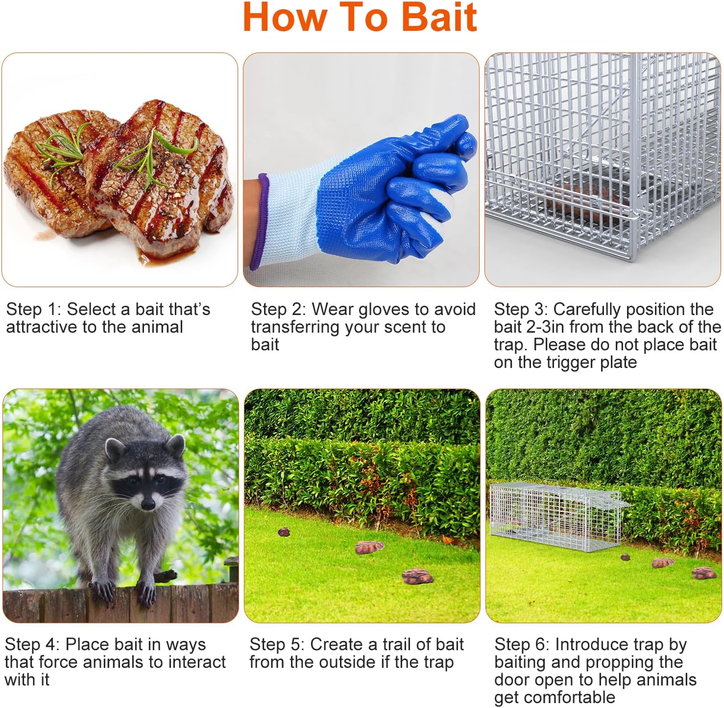 Large Live Animal Trap Cage Humane Collapsible Trap | Galvanized Iron Outdoor Foldable Animal Cage for Raccoons Foxes Coyotes Stray Dogs Armadillos - Image 8