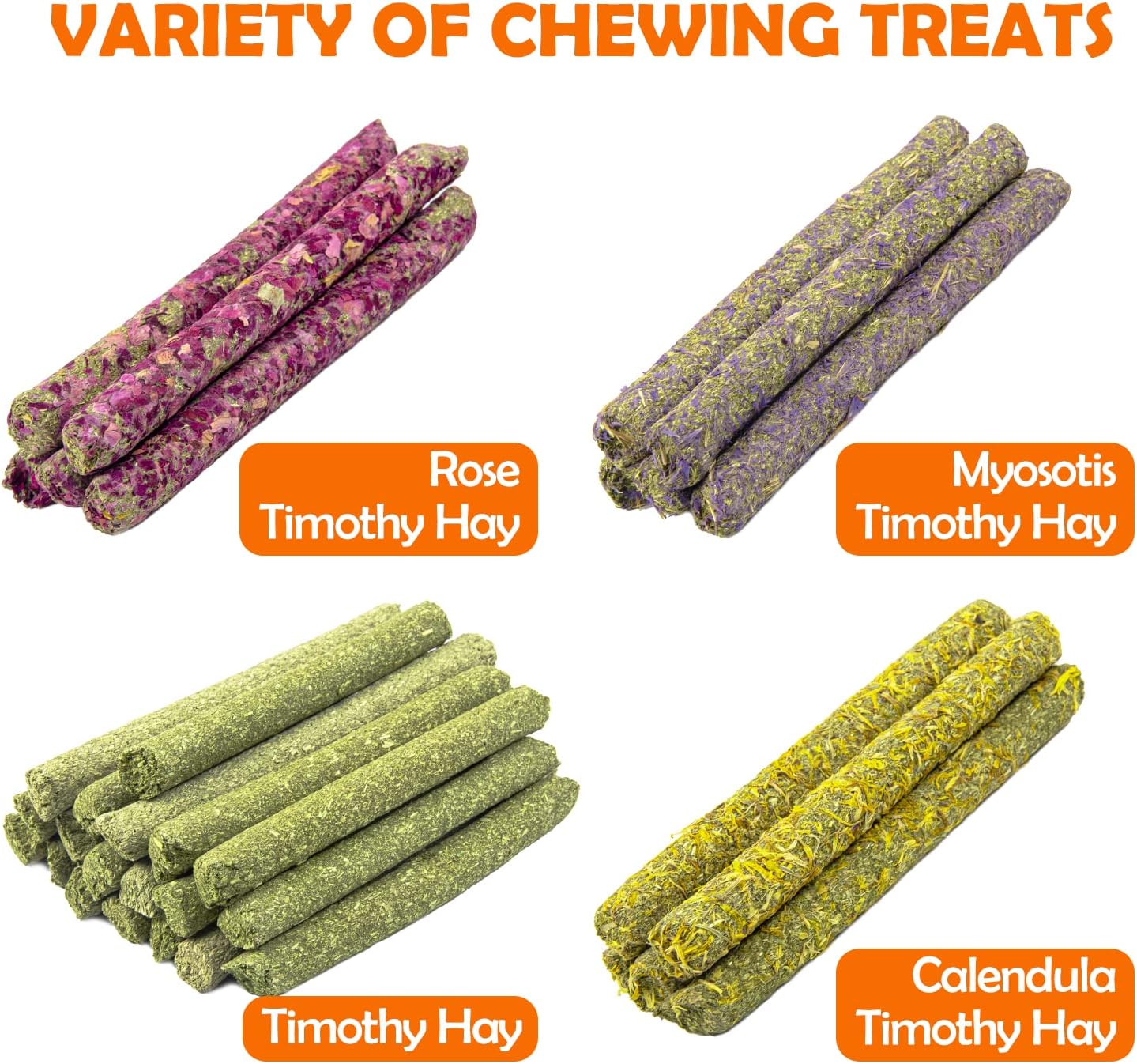 Sofier 32Pcs Timothy Hay Sticks 320g for Rabbit, Guinea Pig, Hamster - Natural Handmade Treats and Chews for Teeth - Chinchilla, Rat, Gerbil Toys - Image 2