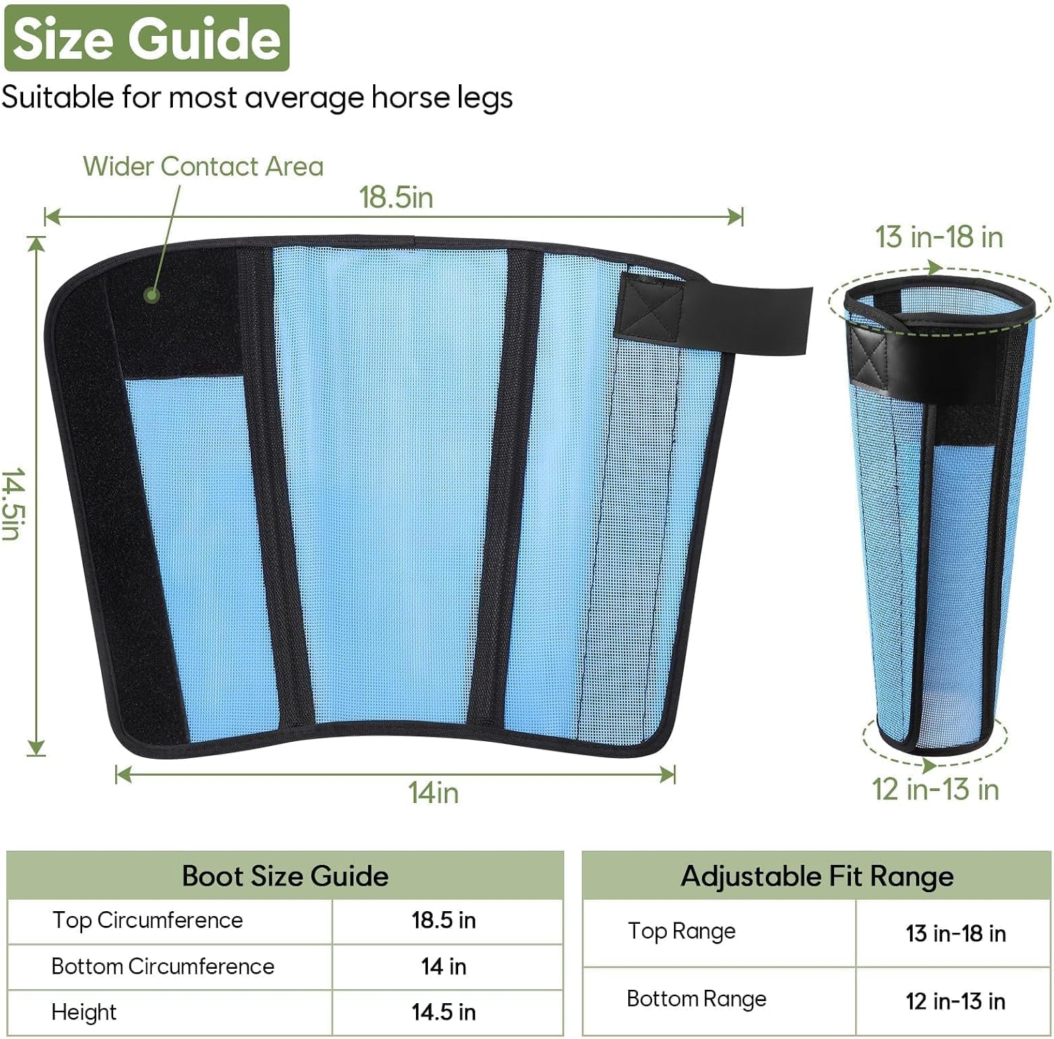Fly Boots for Horses Set of 4, Horse Fly Boots with Reinforced Stitching, Extra-Wide Adjustable Hook & Loop Strap for Secure Fit, Breathable Mesh Fly Leg Wraps for Horse (4Pack, Blue) - Image 3