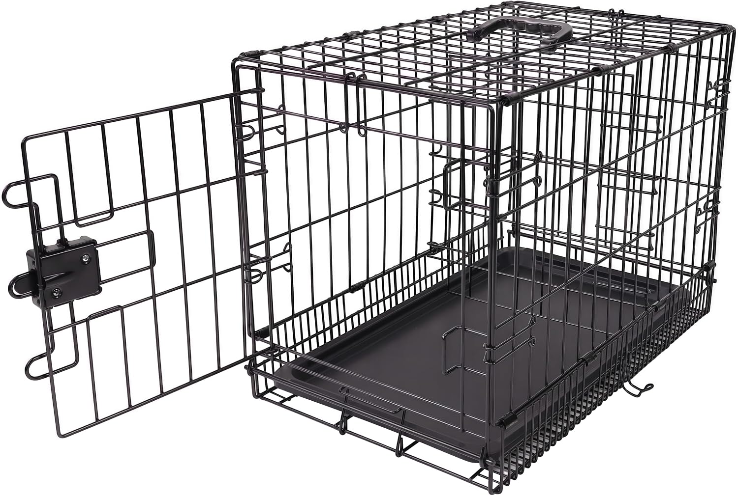 Amazon Basics Portable, Foldable Metal Wire Dog Crate with Removable Tray, Single Door, Divider Panel, Quick Setup, 30 x 19 x 21 in, Black