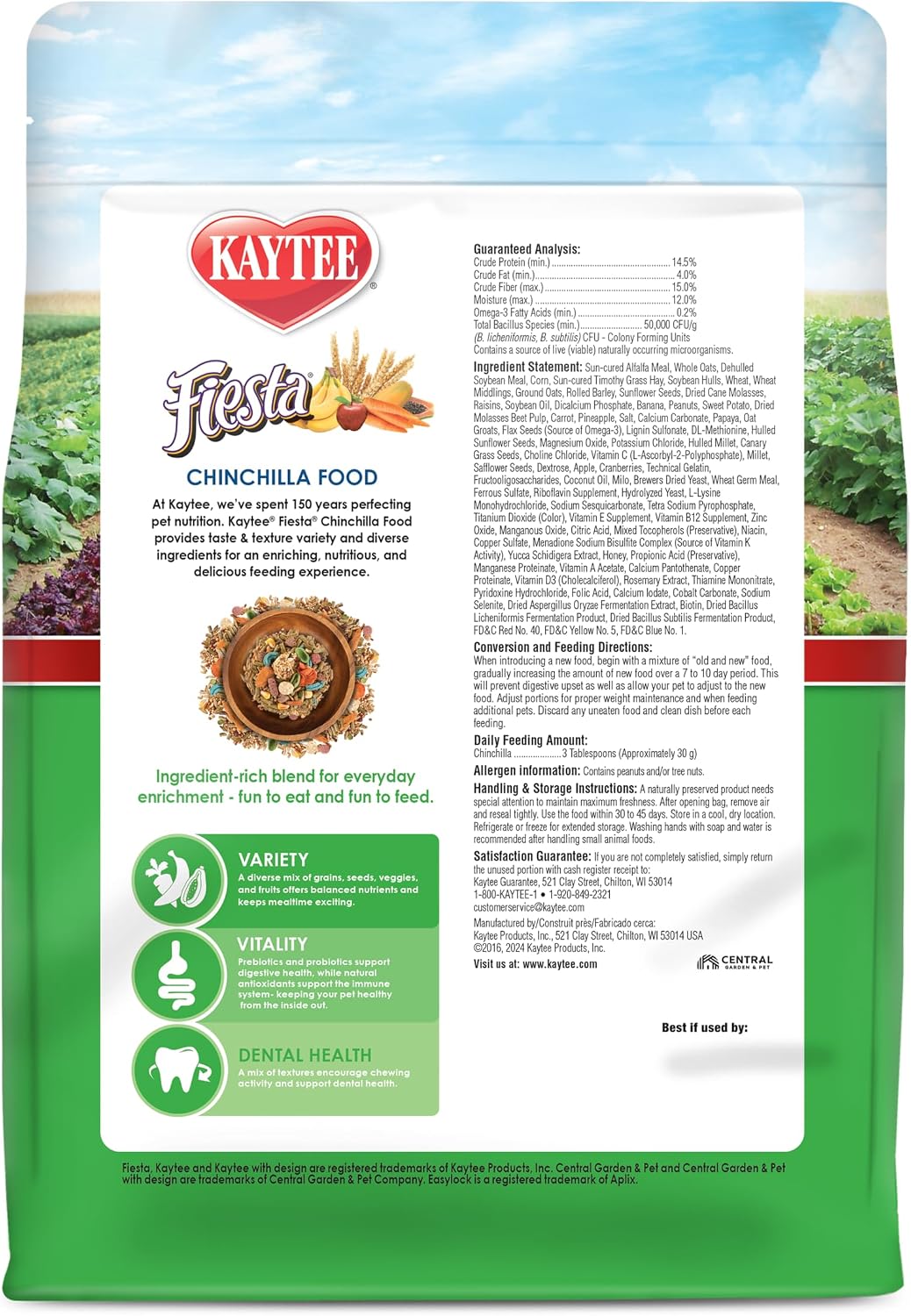 Kaytee Fiesta Chinchilla Food, Nutritious and Fun Blend, Supports Dental Health and Digestion, 2.5 pounds - Image 11