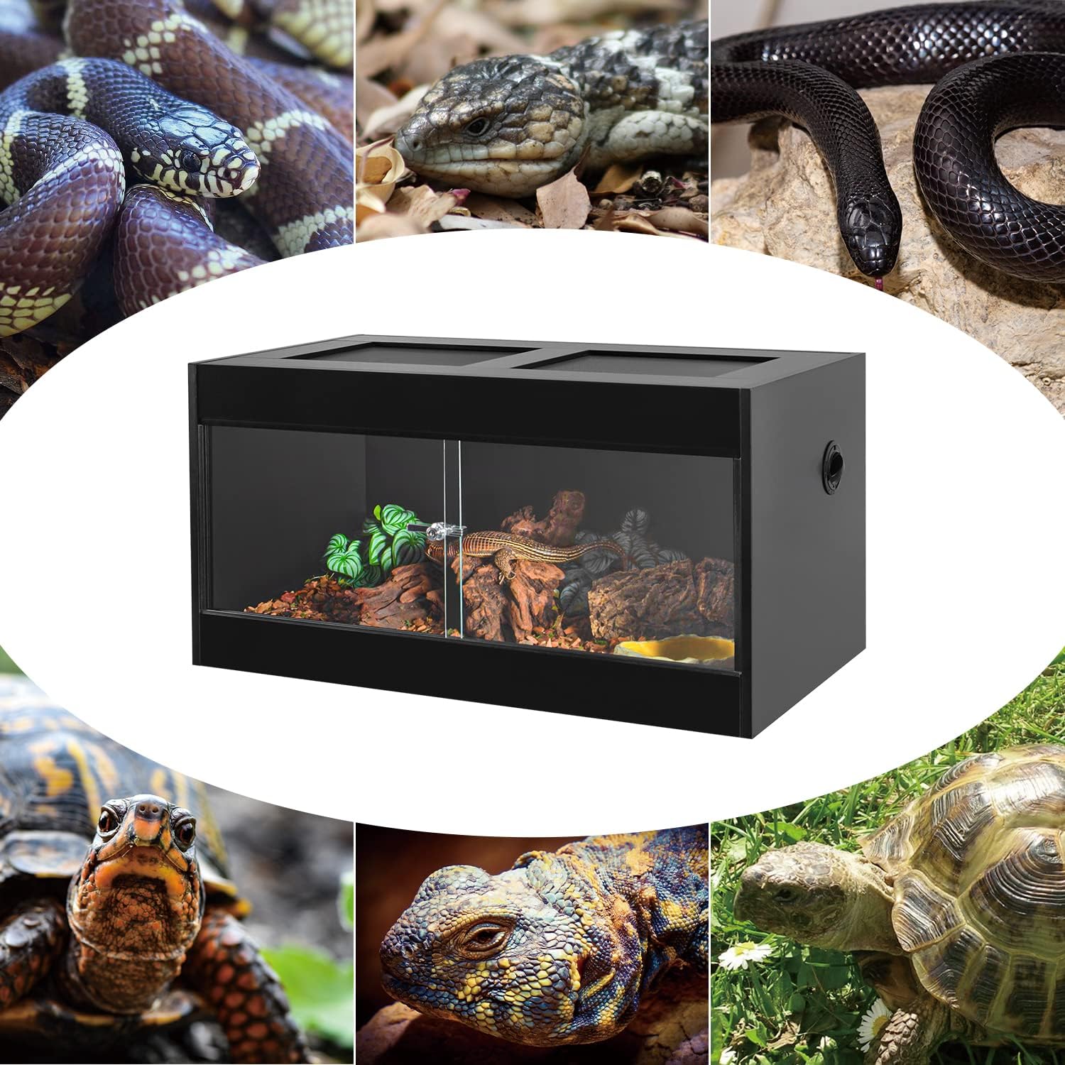 50 Gallon Reptile Enclosure, 36" x 18" x 18" Wooden Reptile Terrarium with Double Hinge Sliding Doors & Top Screen Ventilation, Better Heat Preservation, Suitable for Bearded Dragon Gecko Ball Python - Image 8