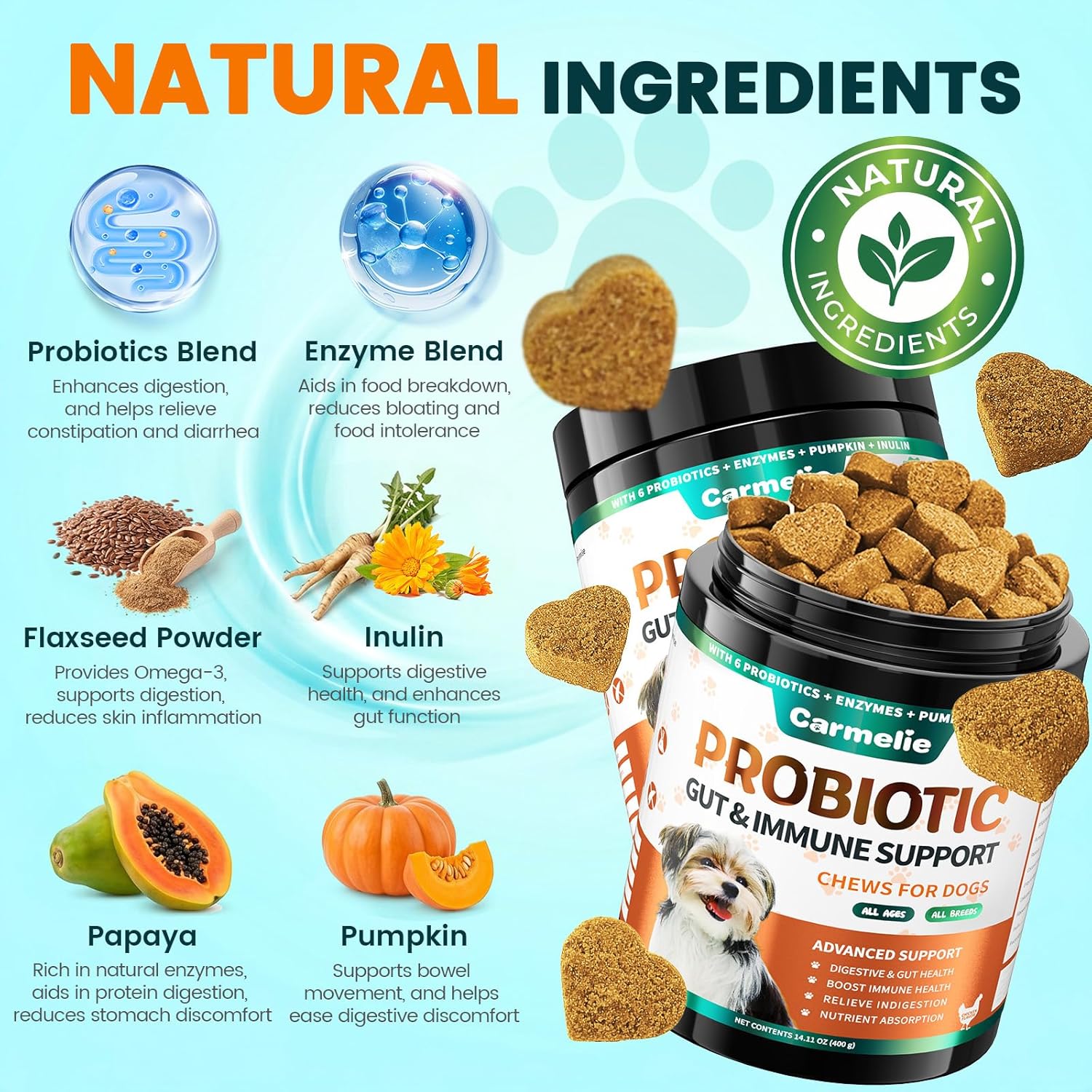 Probiotics for Dogs, Dog Probiotics for Yeast, Itchy Skin and Itchy Ears, Allergies, Immunity, Dog Gut Health Probiotic for Digestive Enzymes & Prebiotics for Diarrhea & Gas Relief (Chicken, 200 Chew) - Image 3