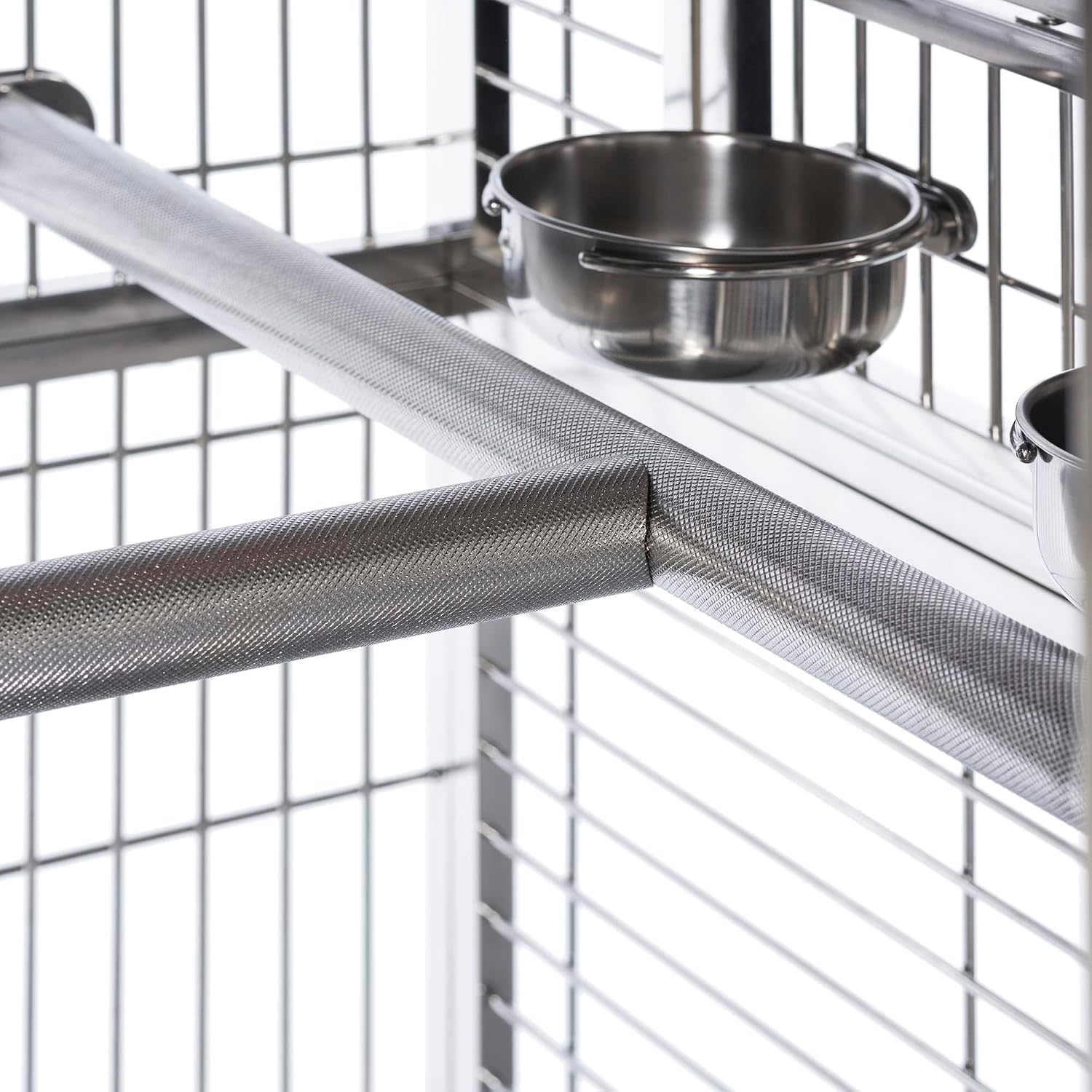Prevue Pet Products Imperial Extra Large Stainless Bird Cage - Big Birdcage Ideal for Parrots, Cockatoos, Macaws, Included Perch and Cups, Durable Cage with Wheels - Gray, Extra Large - Image 4