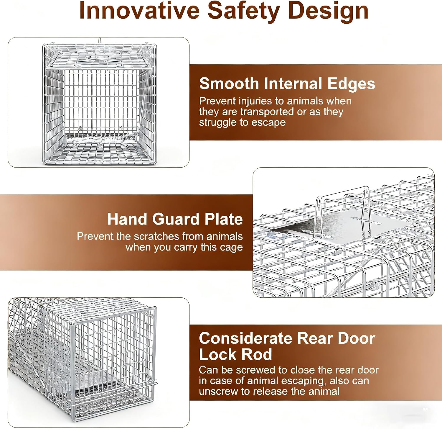 Large Live Animal Trap Cage Humane Collapsible Trap | Galvanized Iron Outdoor Foldable Animal Cage for Raccoons Foxes Coyotes Stray Dogs Armadillos - Image 5