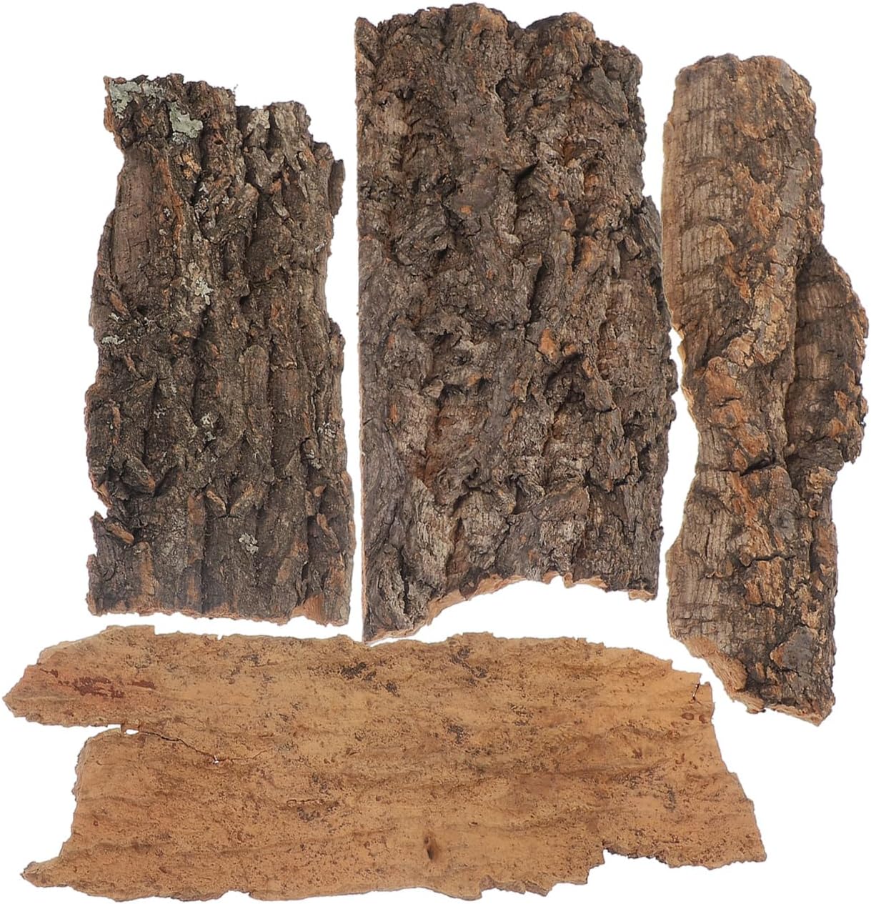 IMIKEYA 4Pcs Reptile Tree Bark Reptile Hides: Natural Wood Cork Bark Gecko Hide Small Climbing Barks Terrarium Decor Lizard Geckos Tortoise Birdcage Tank Accessories Water Tube Landscaping