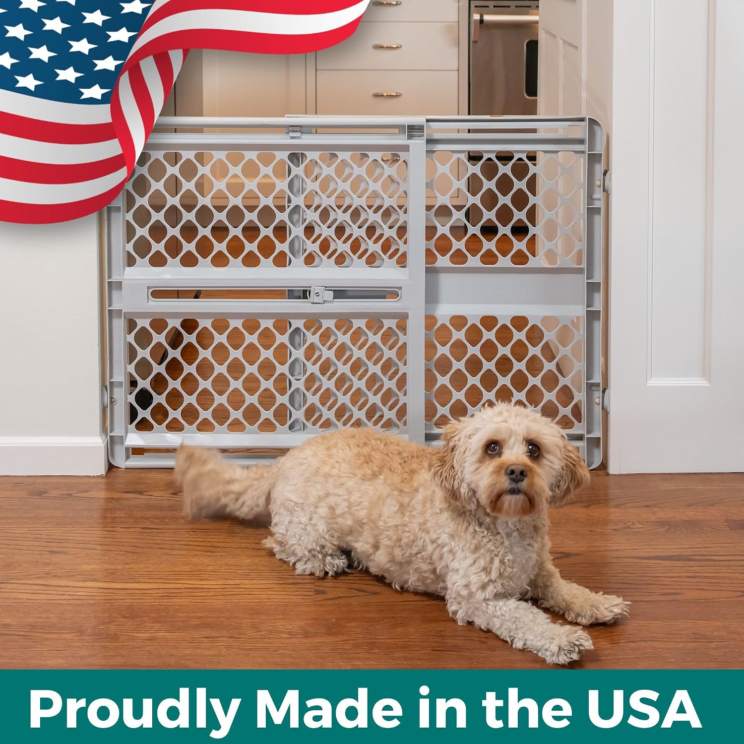 MYPET Universal Pet Gate: 26” - 42” Wide Dog Gate for Doorways with Pressure Fit or Swinging Door Hardware Mounting Types Included: 26" Tall; Gray - Image 6