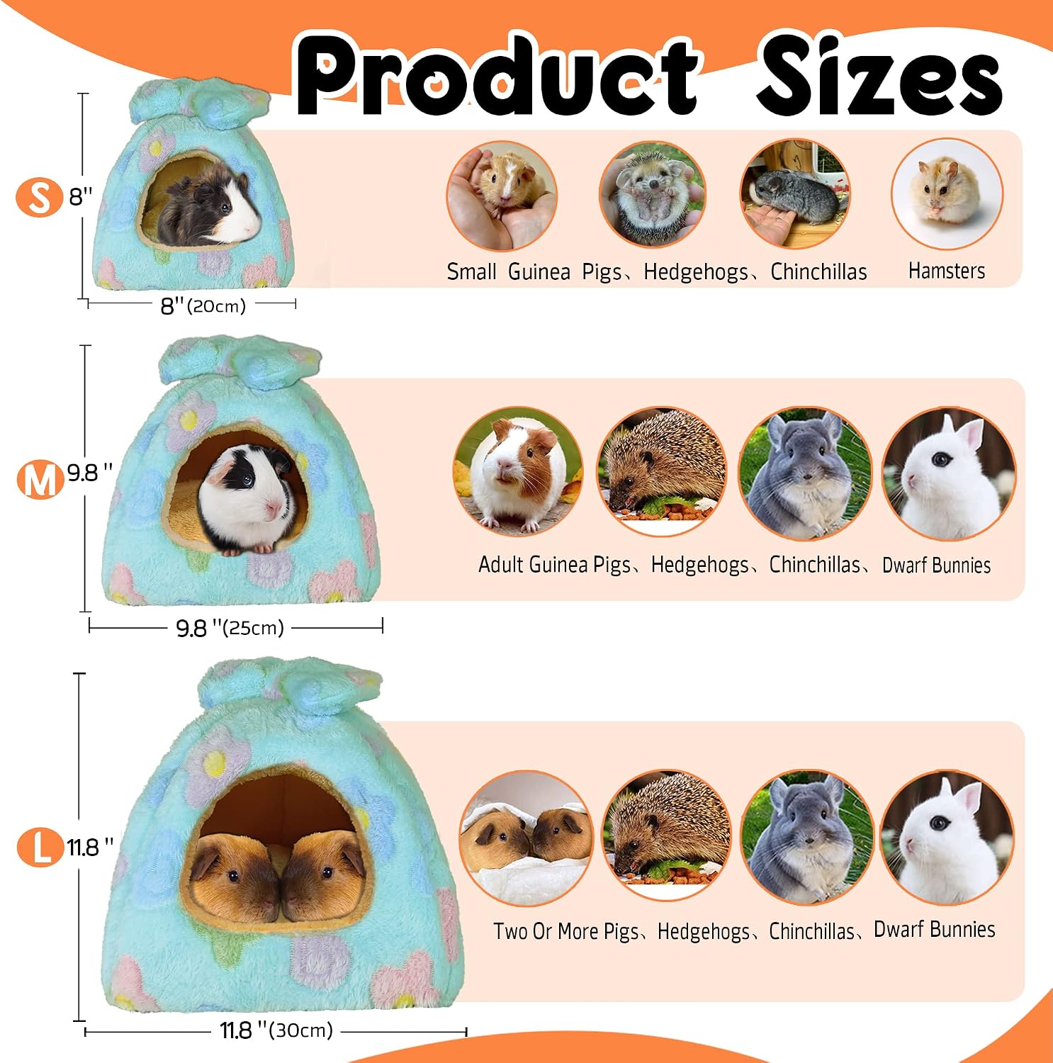 Guinea Pig Bed, Hideout House for Small Animals, Warm & Cozy | Premium Fleece Material, Ideal Bed & Accessories for Hamsters, Chinchillas, Dwarf Bunnies, Hedgehogs, M, Green Flower - Image 3