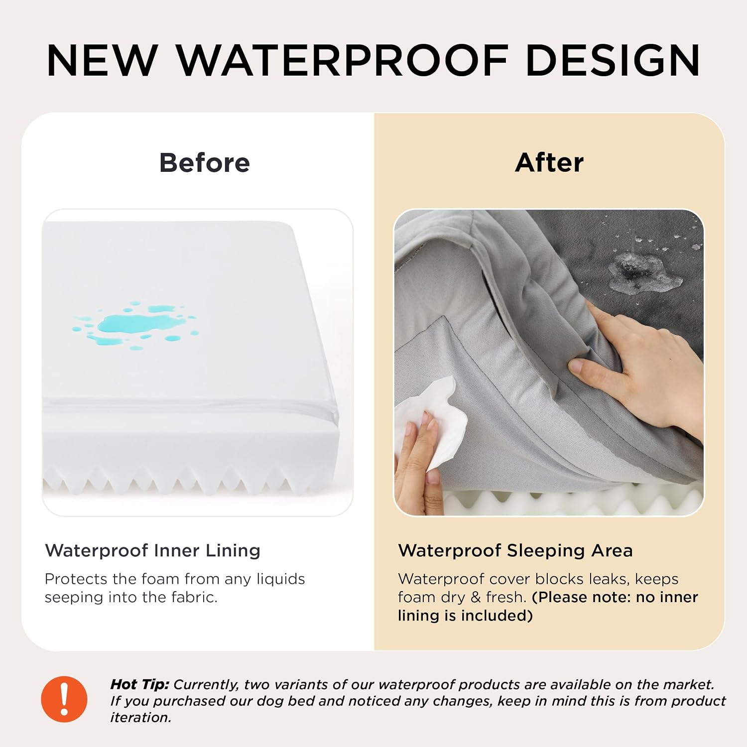 Bedsure Orthopedic Dog Bed Medium Size Dogs - Washable Small Medium Dog Cat Bed Waterproof, Comfort Cats Couch Sofa with Washable Removable Cover, Pets Bed with Nonskid Bottom, Grey, 28" - Image 4