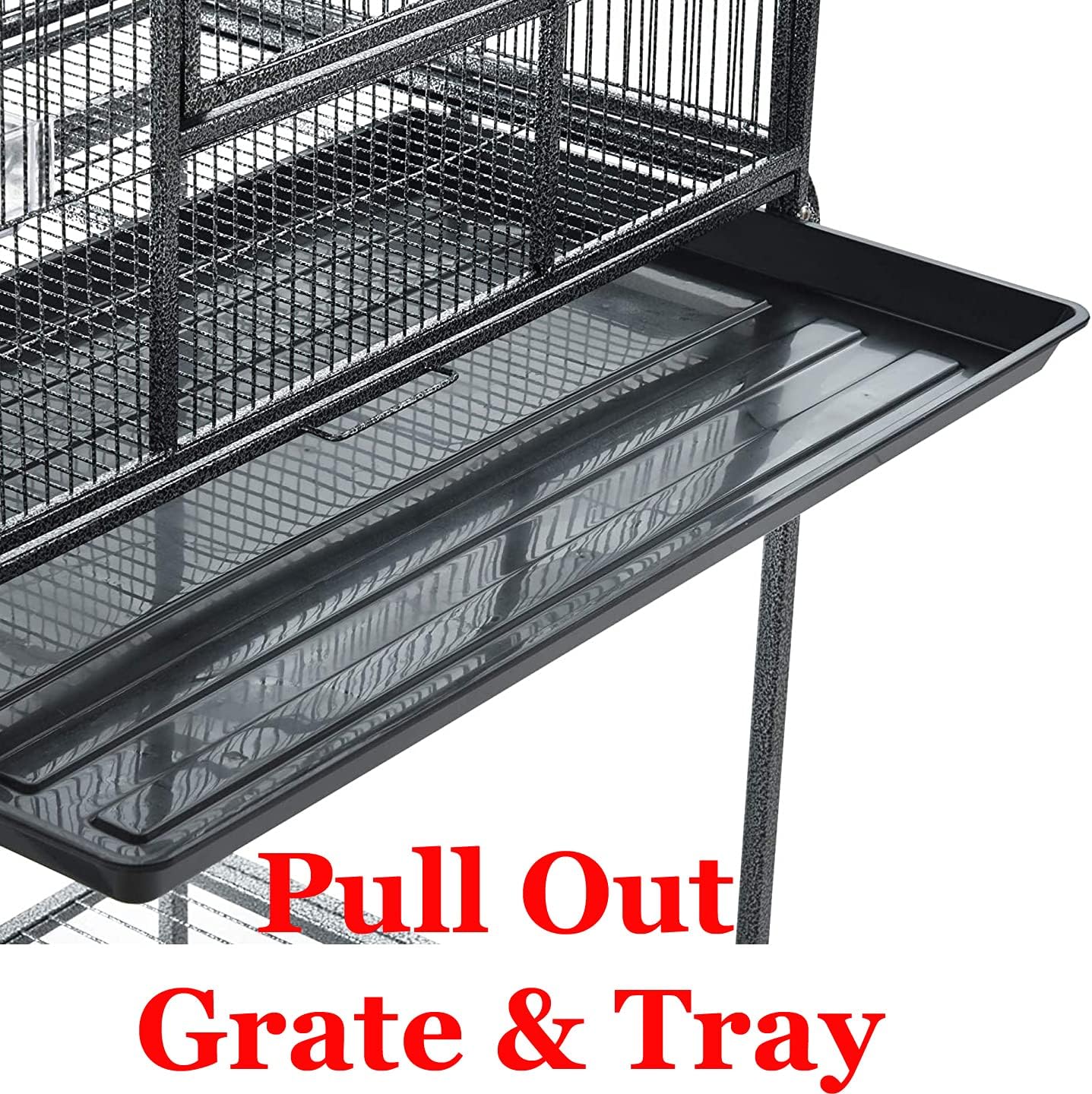 54" LARGE Wrought Iron 4-Level Chew-Proof Tight 1/2-inch Wire Spacing Ferret Squirrel Chinchilla Sugar Glider Rat Mice Rabbit Hamster Critter Home Cage Easy Clean Pull Out Tray Removable Rolling Stand - Image 5