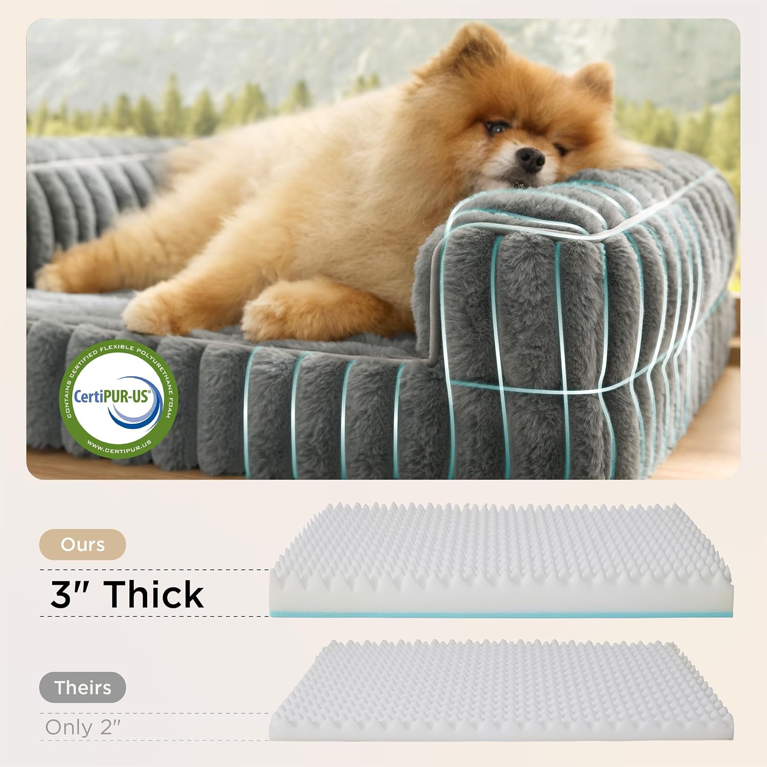 Bedsure ComfyFleece™ Orthopedic Dog Bed for Medium Dogs, Waterproof Memory Foam Medium Pet Beds with Sides, Non-Slip Bottom and Egg-Crate Foam Dog Couch Sofa with Washable Corduroy Cover, Grey - Image 3