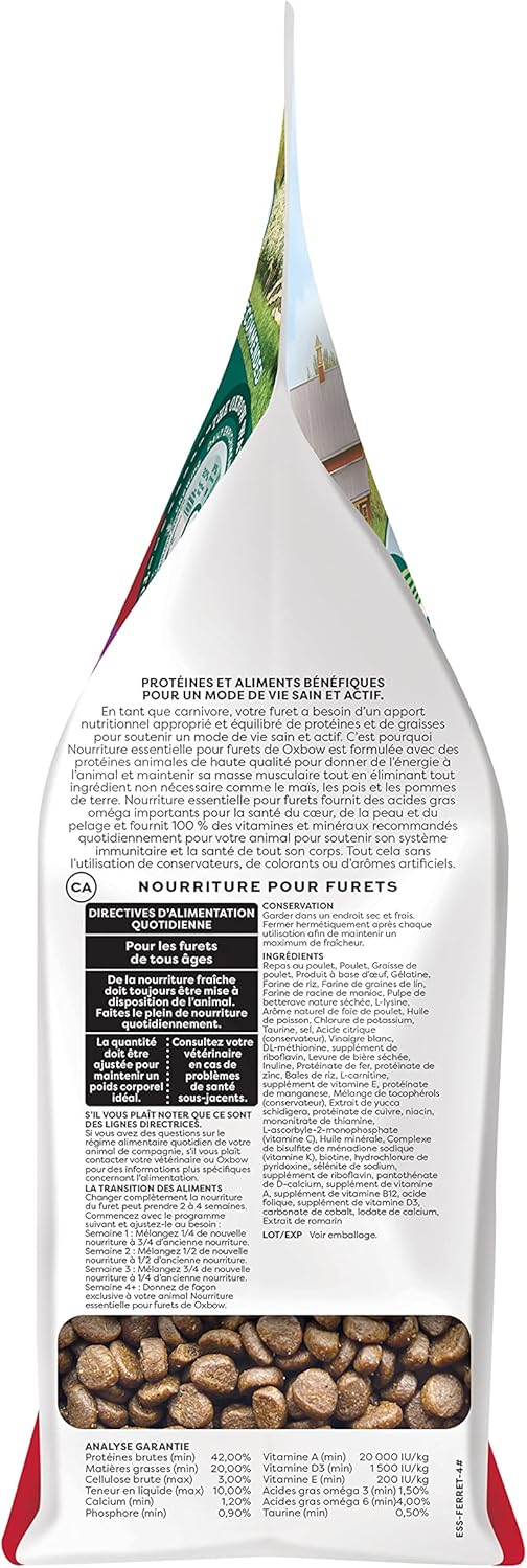 Oxbow Essentials Ferret Food, Vitamin & Mineral Rich Formula for Ferret, High Protein Food & High Fat, Small Animal Pet Products, Oxbow, Made in USA, 4 lb Bag - Image 4