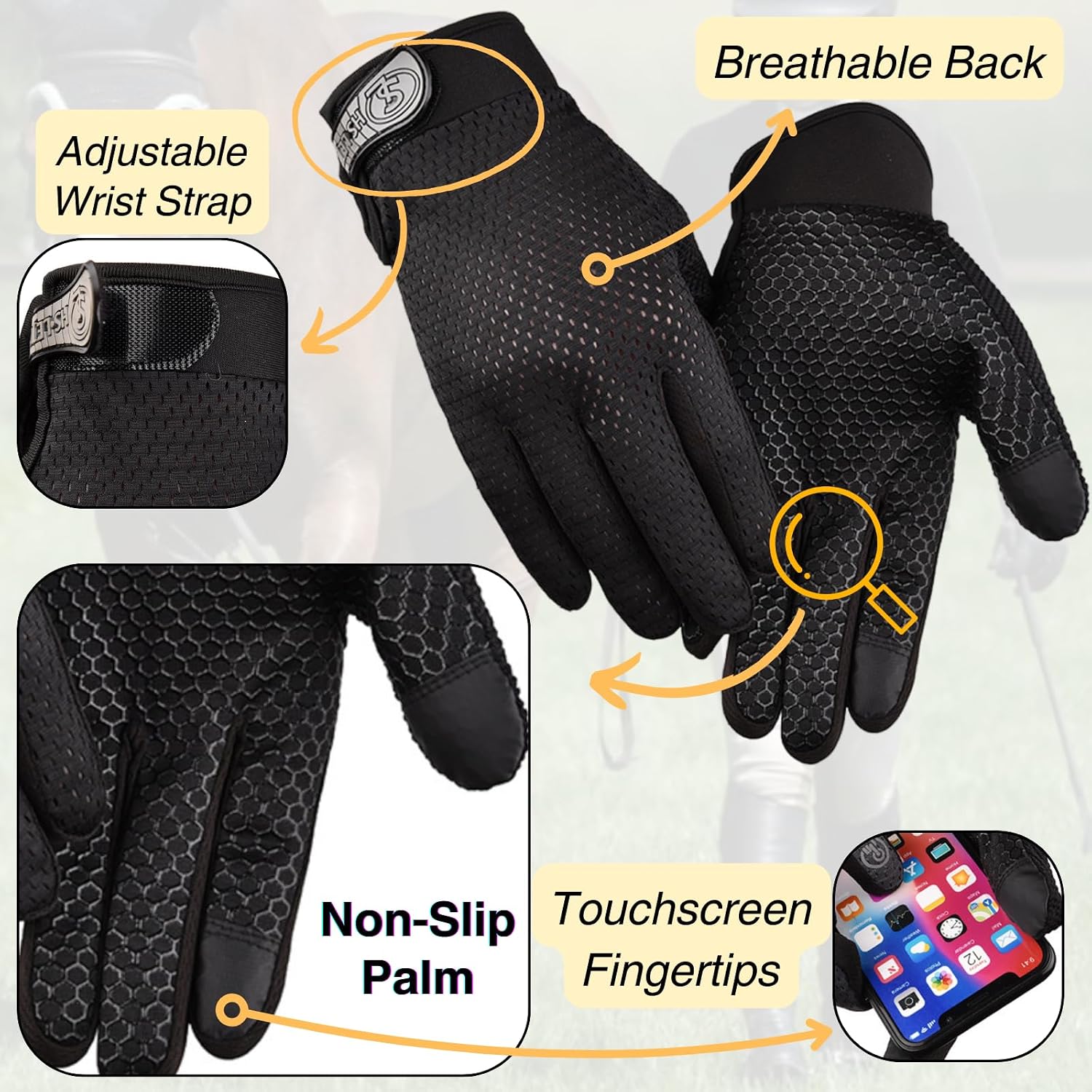 Equestrian Set - Helmet and Gloves for Horseback Riding and Training - Horse Riding Safety Gear Helmets Equestrian Equi-Pro Gear Gloves for Women, Man - Image 5
