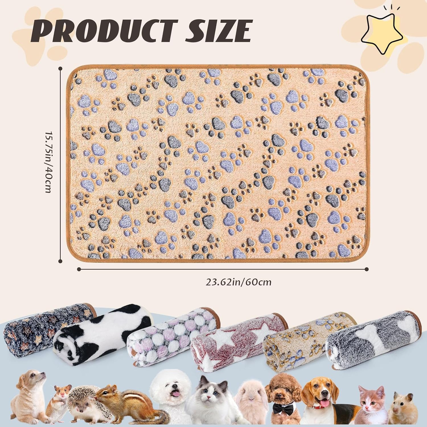 YedsIntu 6 Pcs Absorbent Guinea Pig Blankets Washable Small Animal Fleece Bedding Cage Liners Reusable Pet Pee Pad Sleep Mat Pad Cover for Hamster Ferret Rabbit Chinchilla Hedgehog (16"x24") - Image 3