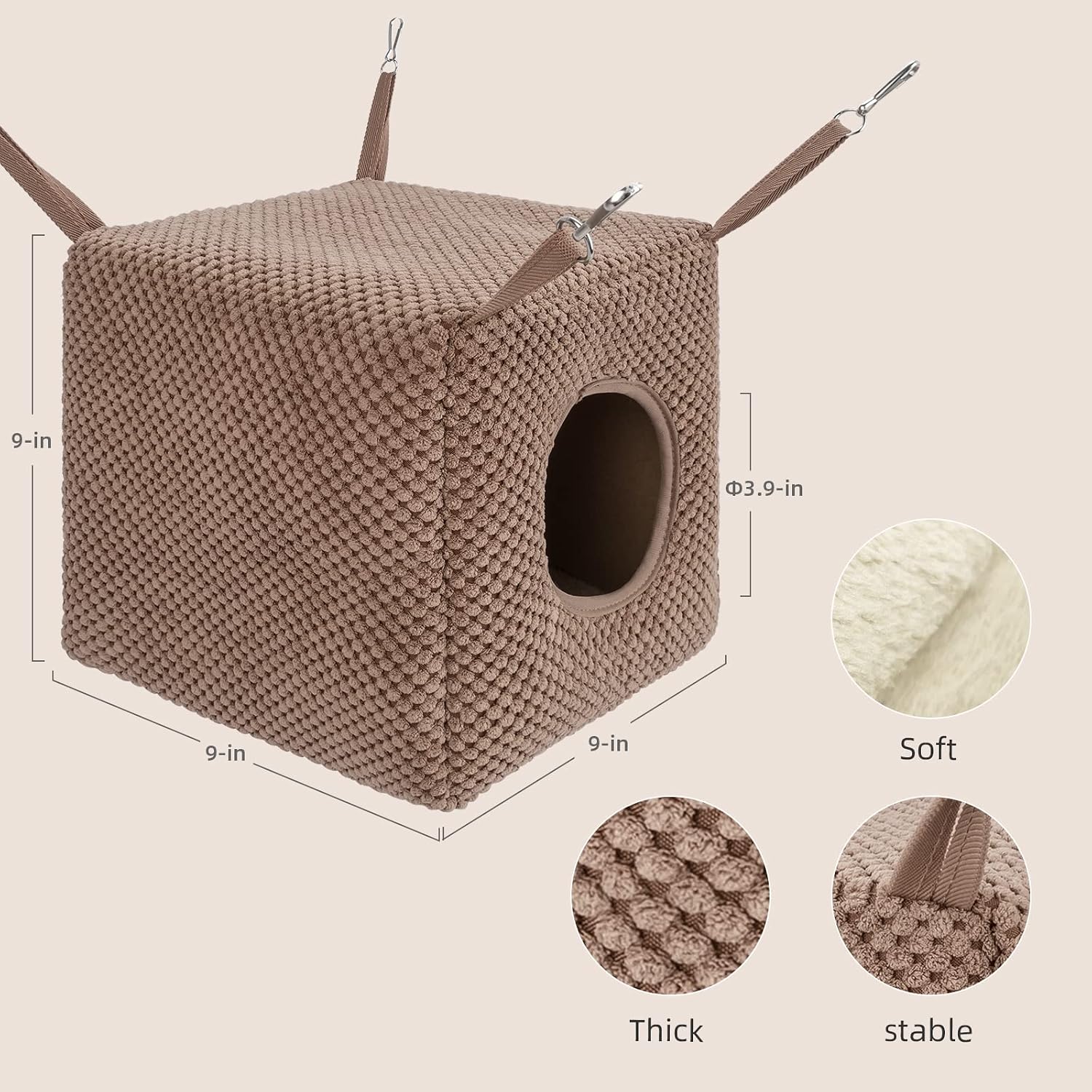 Niteangel Ferret Cozy Swing Hammock - Hanging Beds for Ferrets Rats Chinchilla Sugar Gliders or Other Small Animals (Chocolate) - Image 2