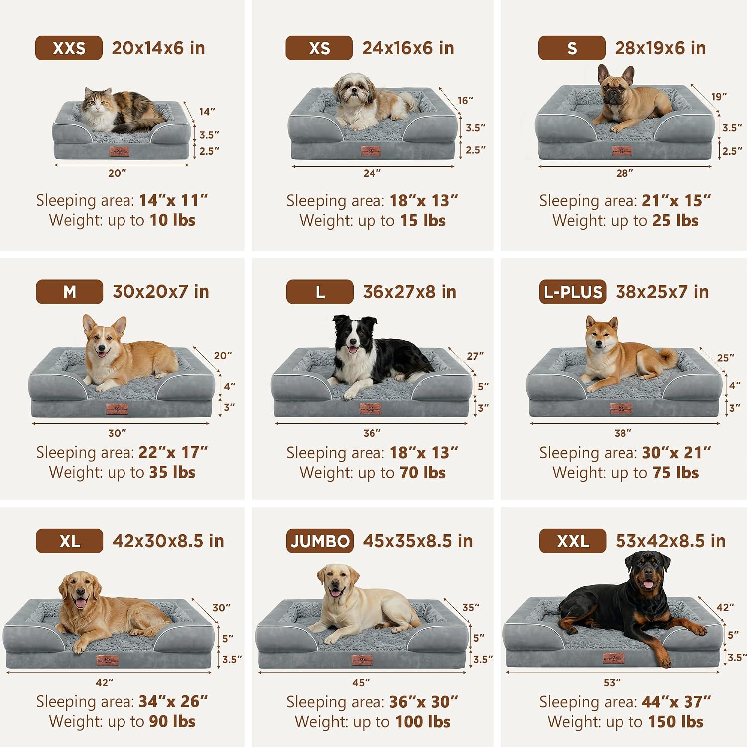 Comfort Expression Orthopedic Dog Bed for Extra Large Dogs with Bolster | Waterproof Dog Couch Bed with Washable Cover & Non-Slip Bottom, Supportive Egg Crate Foam XL Pet Bed, 42x30 Inch - Image 8