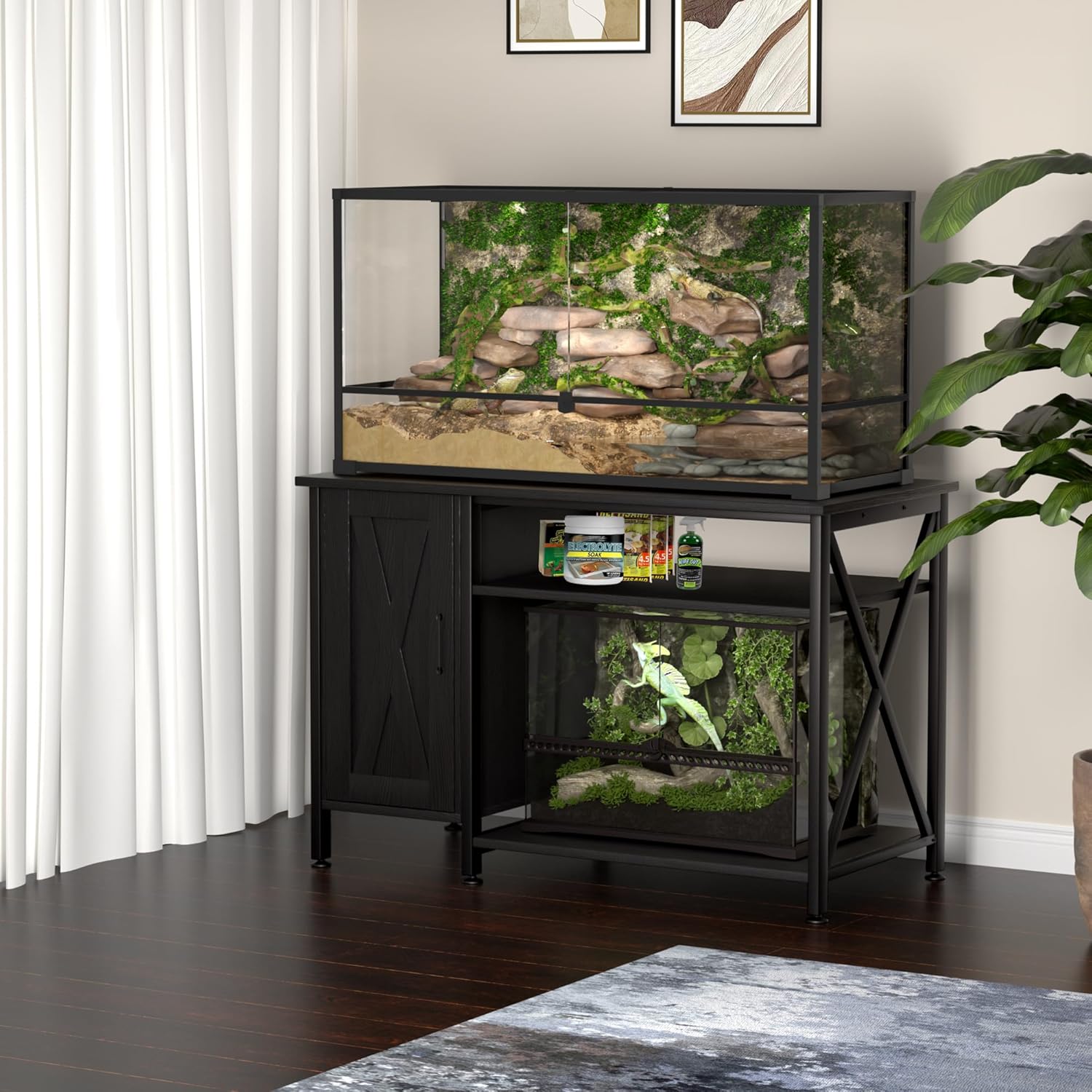 Herture 120 Gallon Reptile Tank Stand, 4x2x2 Reptile Enclosure Stand, with Storage Cabinet and Power Outlet, for Bearded Dragons, Snakes, Lizard Terrarium Black PG08XYB - Image 5
