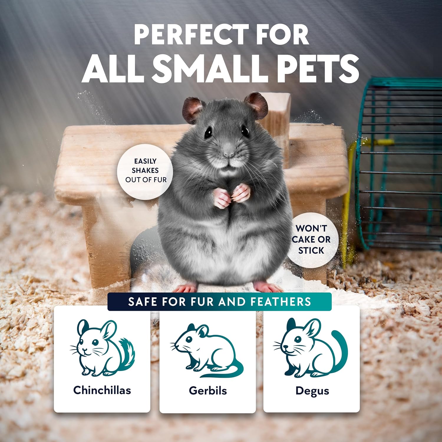 3 LB. Chinchilla Dust Bath Jar - Pure Cleansing Pumice Sand Dust for Cleaning Small Pets Like Gerbils, Mice, Degu - Premium, All Natural Dusting Powder - Chinchilla Accessories by Billy Buckskin - Image 4