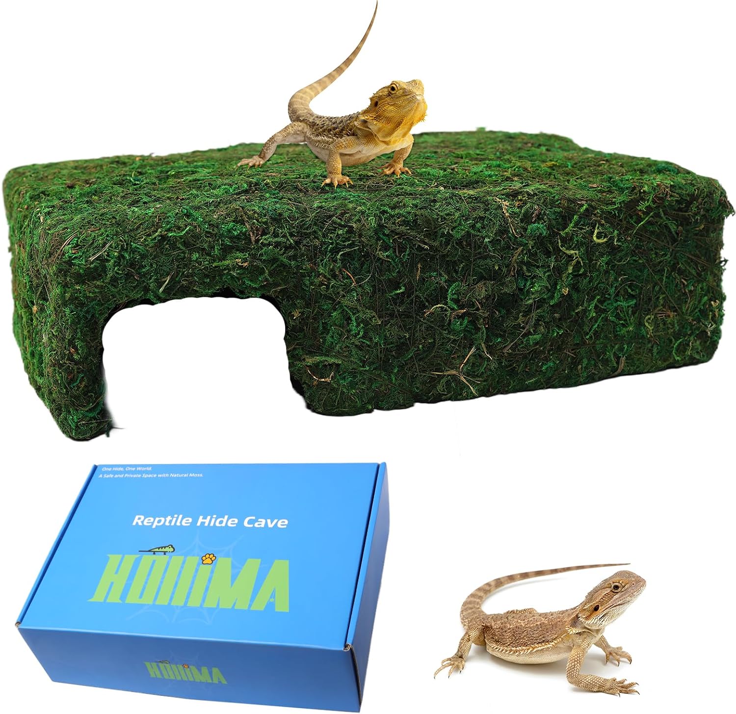 Handmade Reptile Moss Cave M, 9.4" Shelter for Gecko Hamster | Moss reptile cave hide, Smooth edges, no injury, Suitable for humid environments