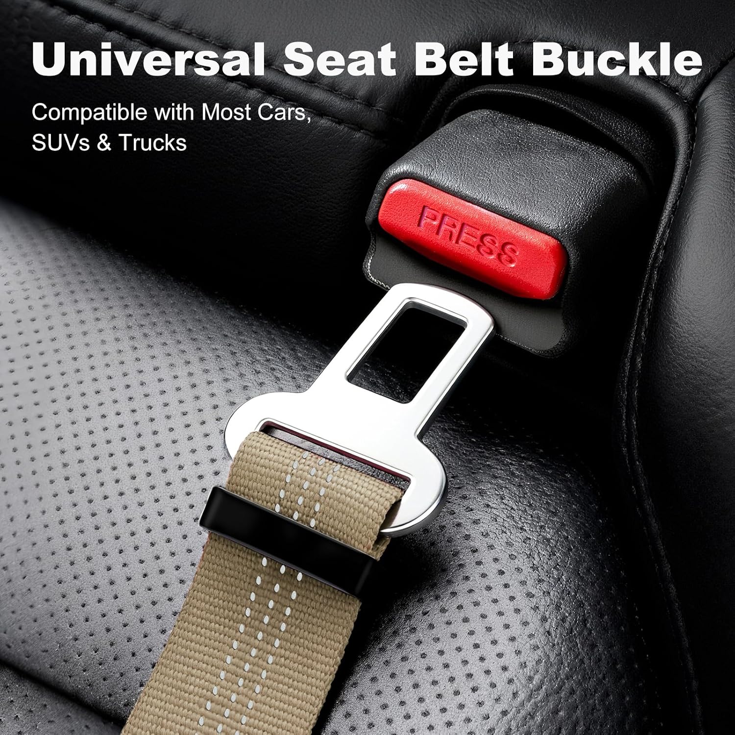 Dog Seat Belt for Car, Adjustable Dog Car Harness Seatbelt for Small Medium Large Dogs, Heavy Duty Travel Safety Restraint with Locking Aluminum Hook & Reflective Nylon Strap, Beige - Image 6